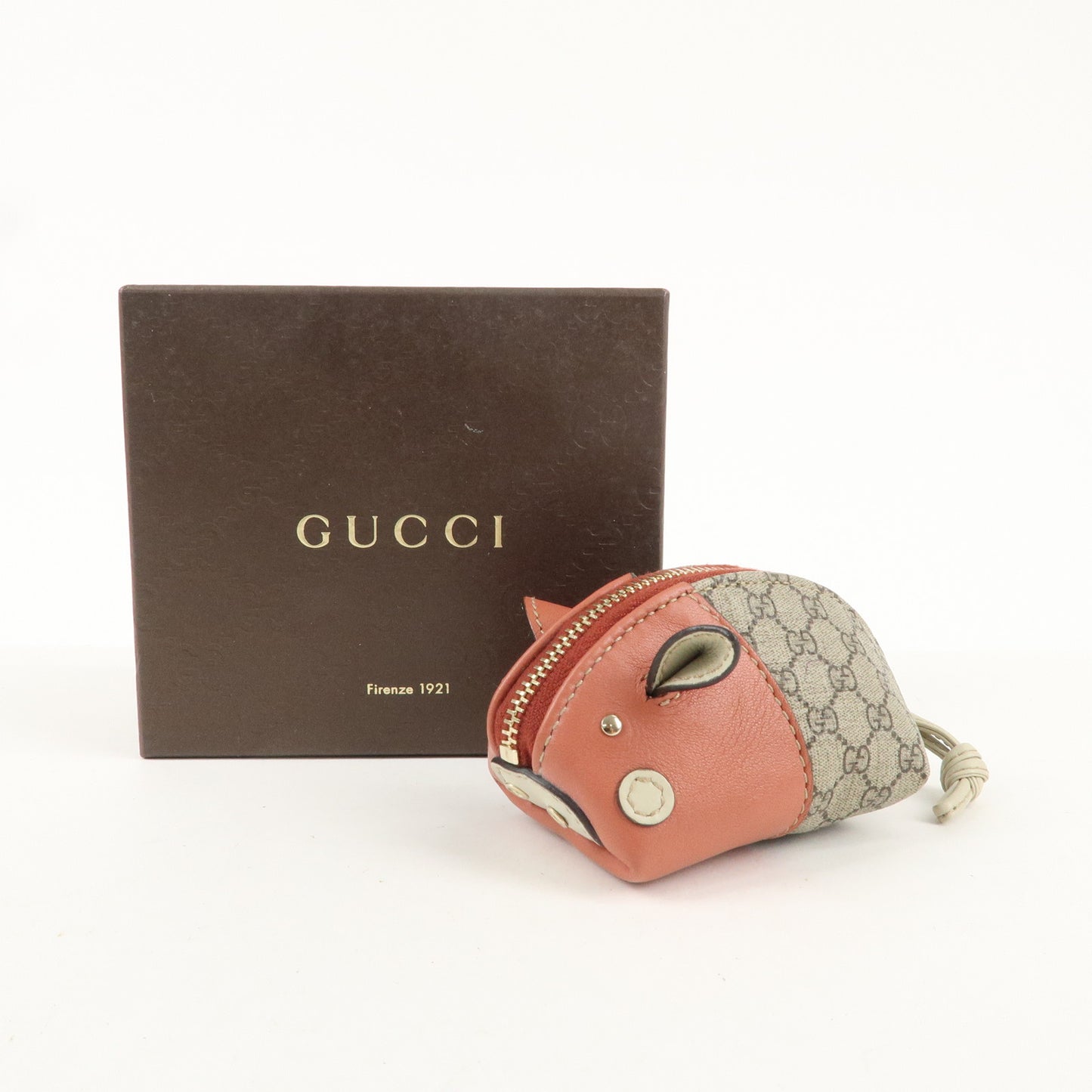 GUCCI Micro GG Supreme Zoo Series Pig Coin Case Beige Pink 256864