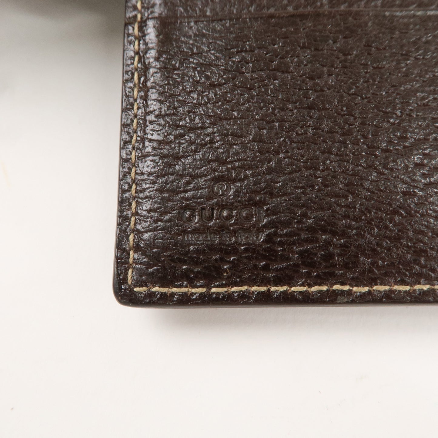 GUCCI GG Canvas Leather W Hook Bifold Wallet Beige Brown 154117
