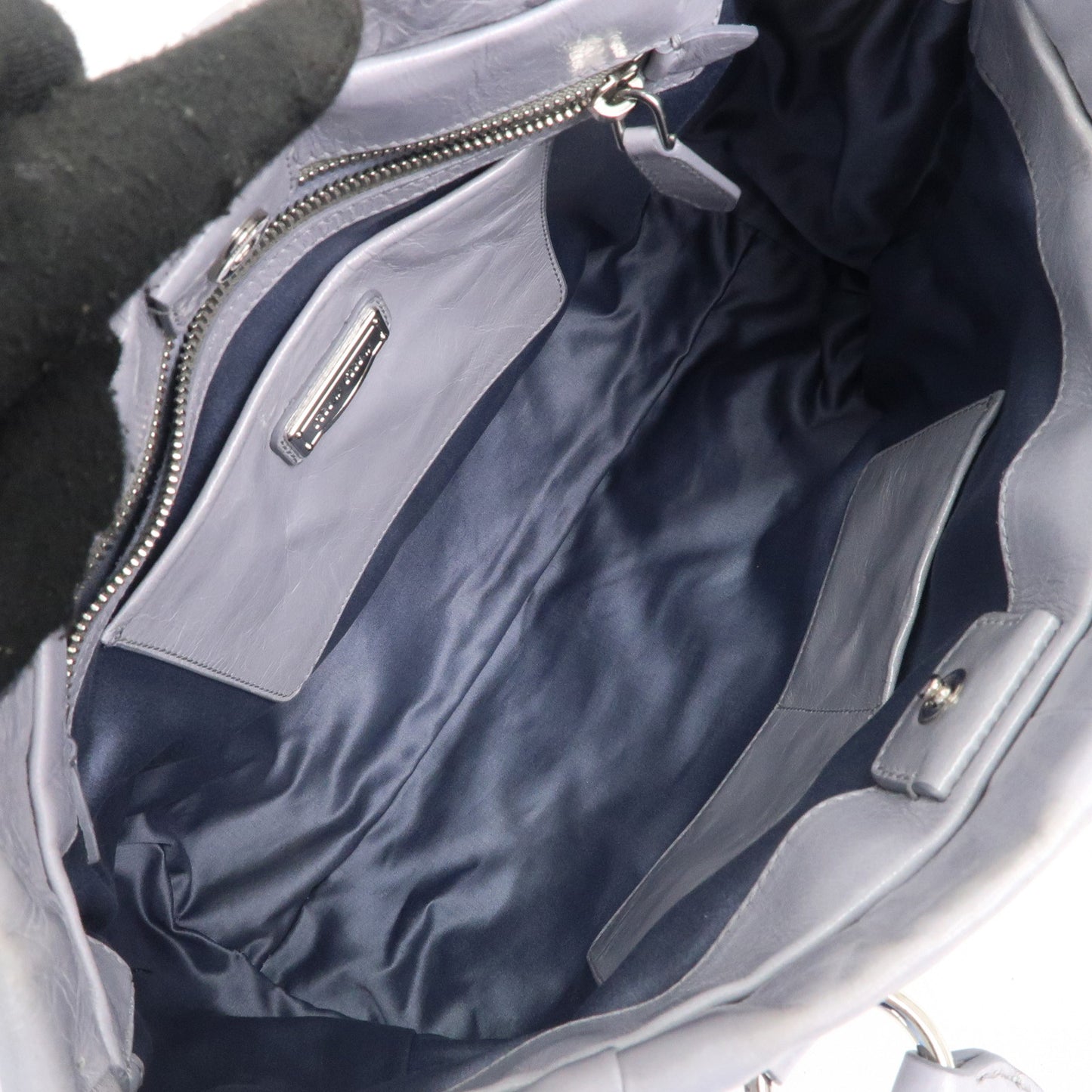 MIU MIU Leather 2Way Shoulder Bag Hand Bag Gray RT0383