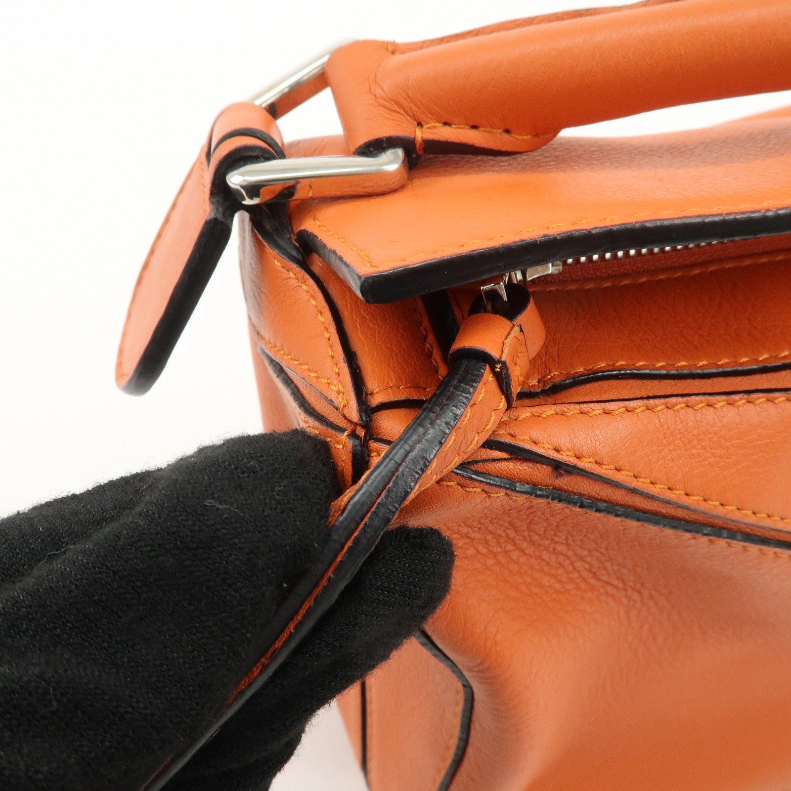 LOEWE Leather Puzzle Bag Small Hand Bag Orange Used