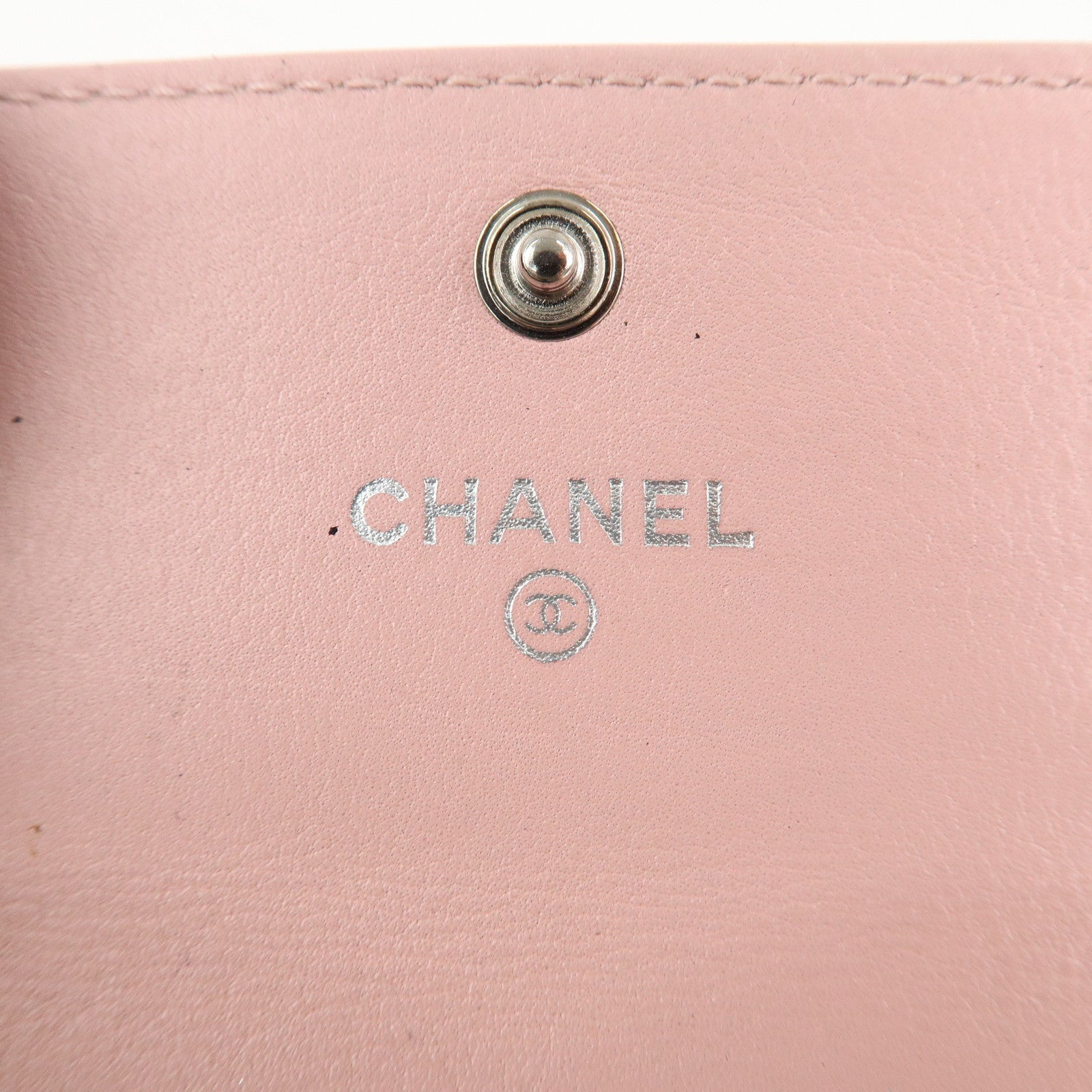 CHANEL COCO Mark Caviar Skin Card Case Card Holder Pink A50074 Used