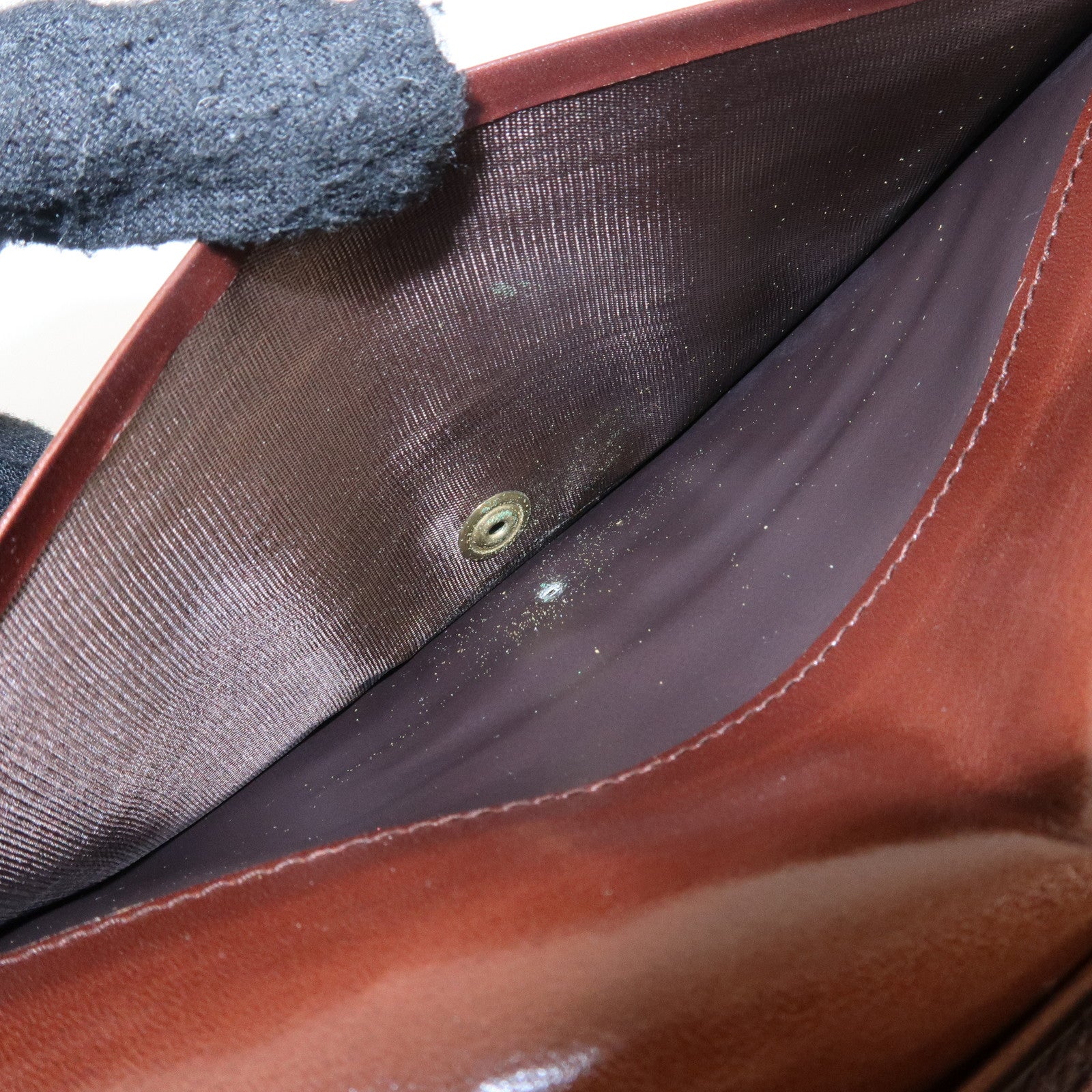 CELINE Suede Leather Patchwork Bifold Wallet Multi Color Used