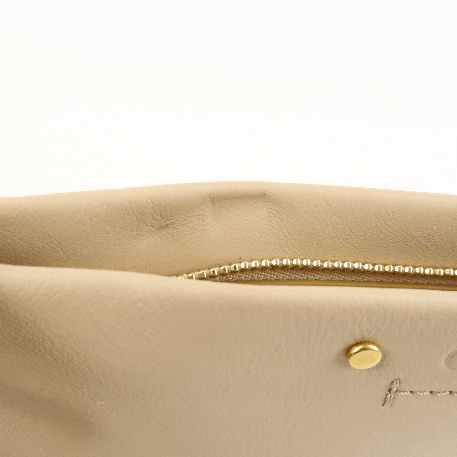 Chloe Leather Chain Shoulder Bag  Mini Bag Gold HDW Beige Used