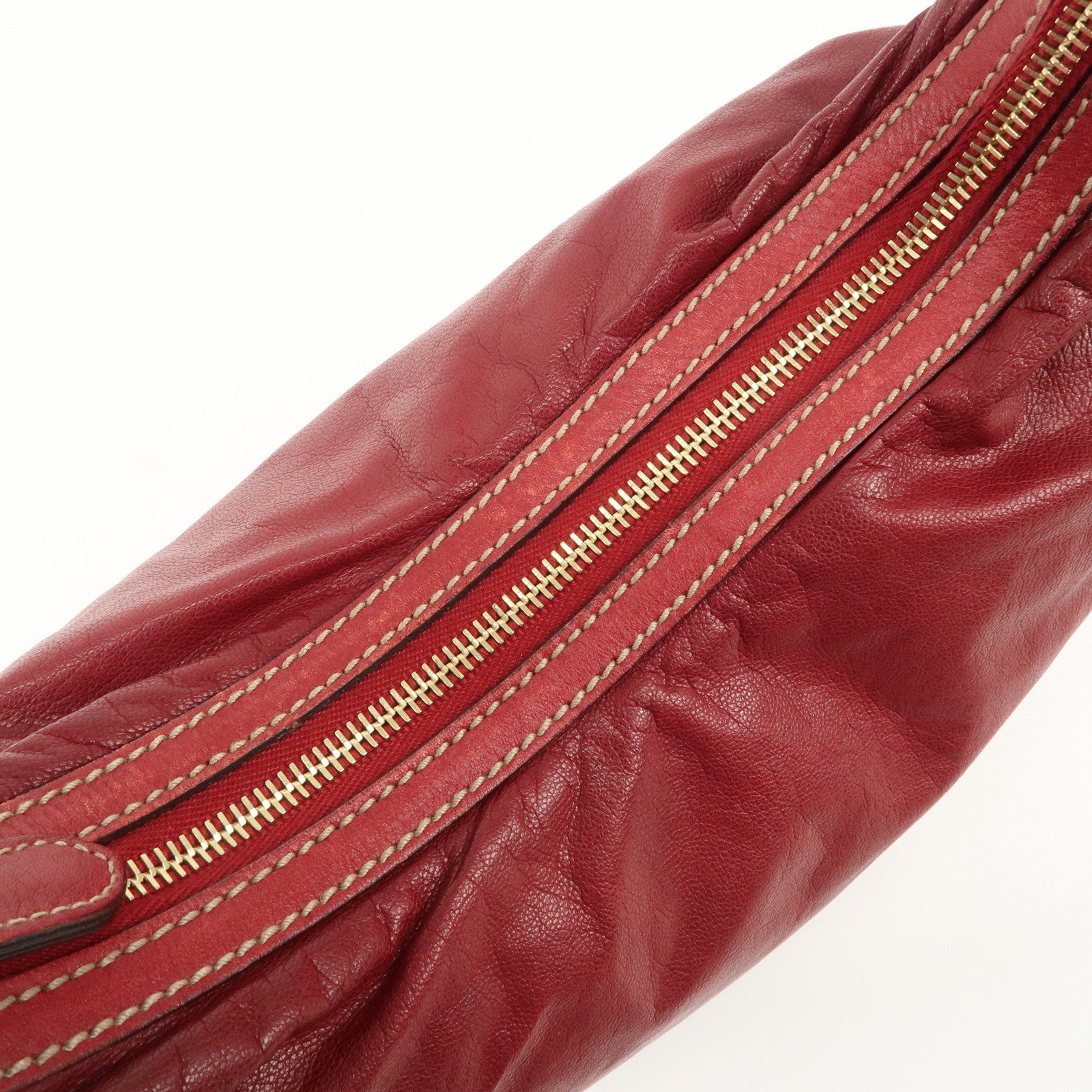 GUCCI New Brit Leather Shoulder Bag Red 182491 Used