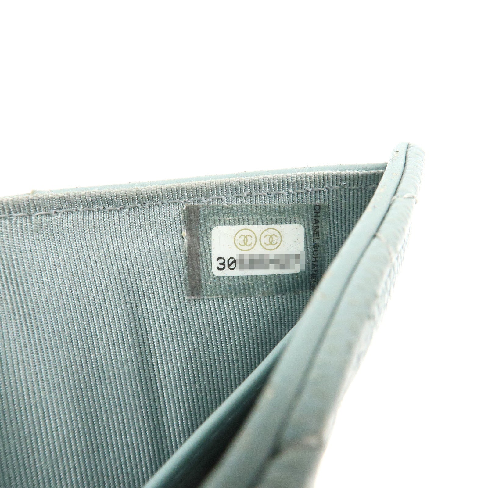 CHANEL Matelasse Caviar Skin Tri-fold Wallet Blue 60809 Used