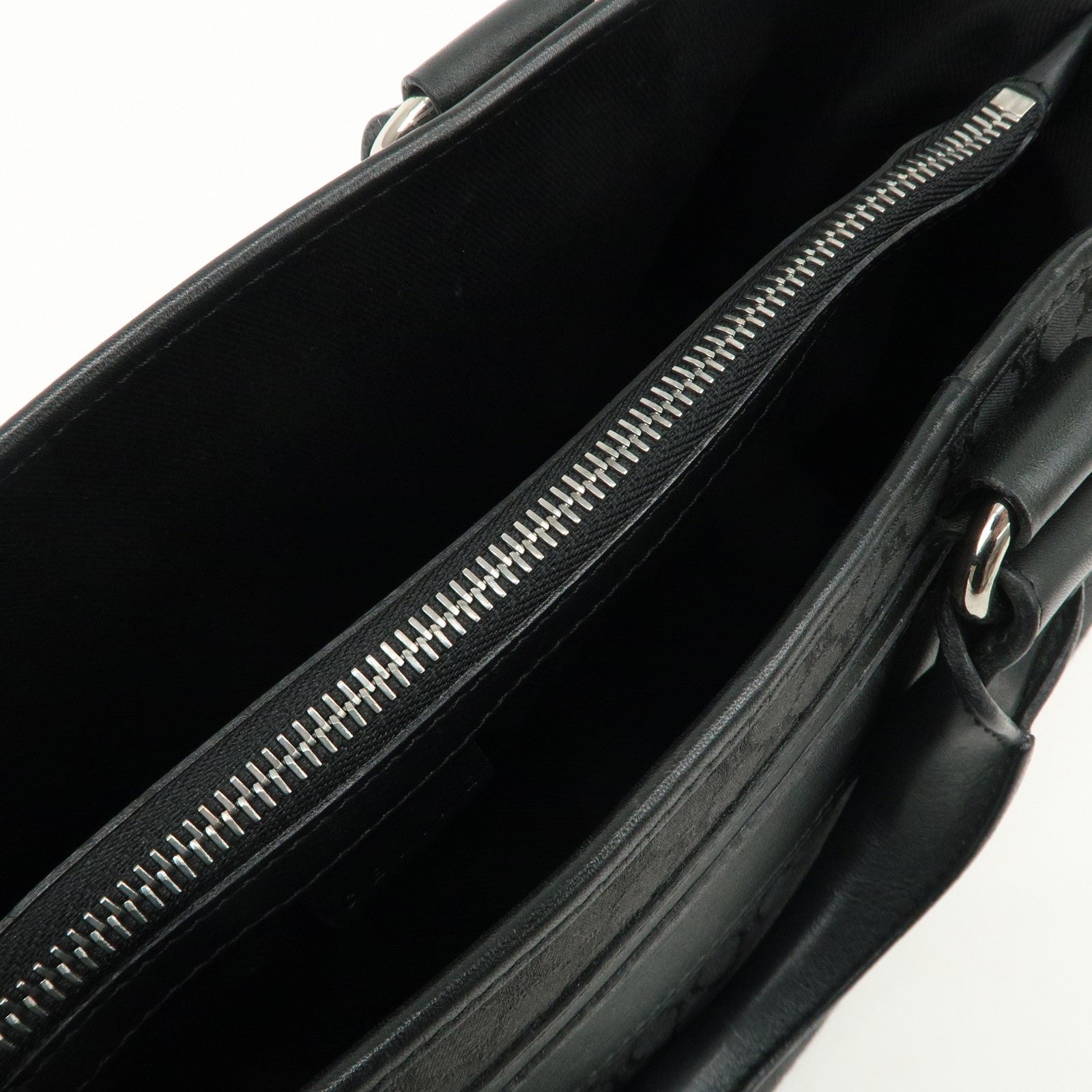 CELINE Macadam Canvas Leather Hand Bag Tote Bag Black CE00/23 Used