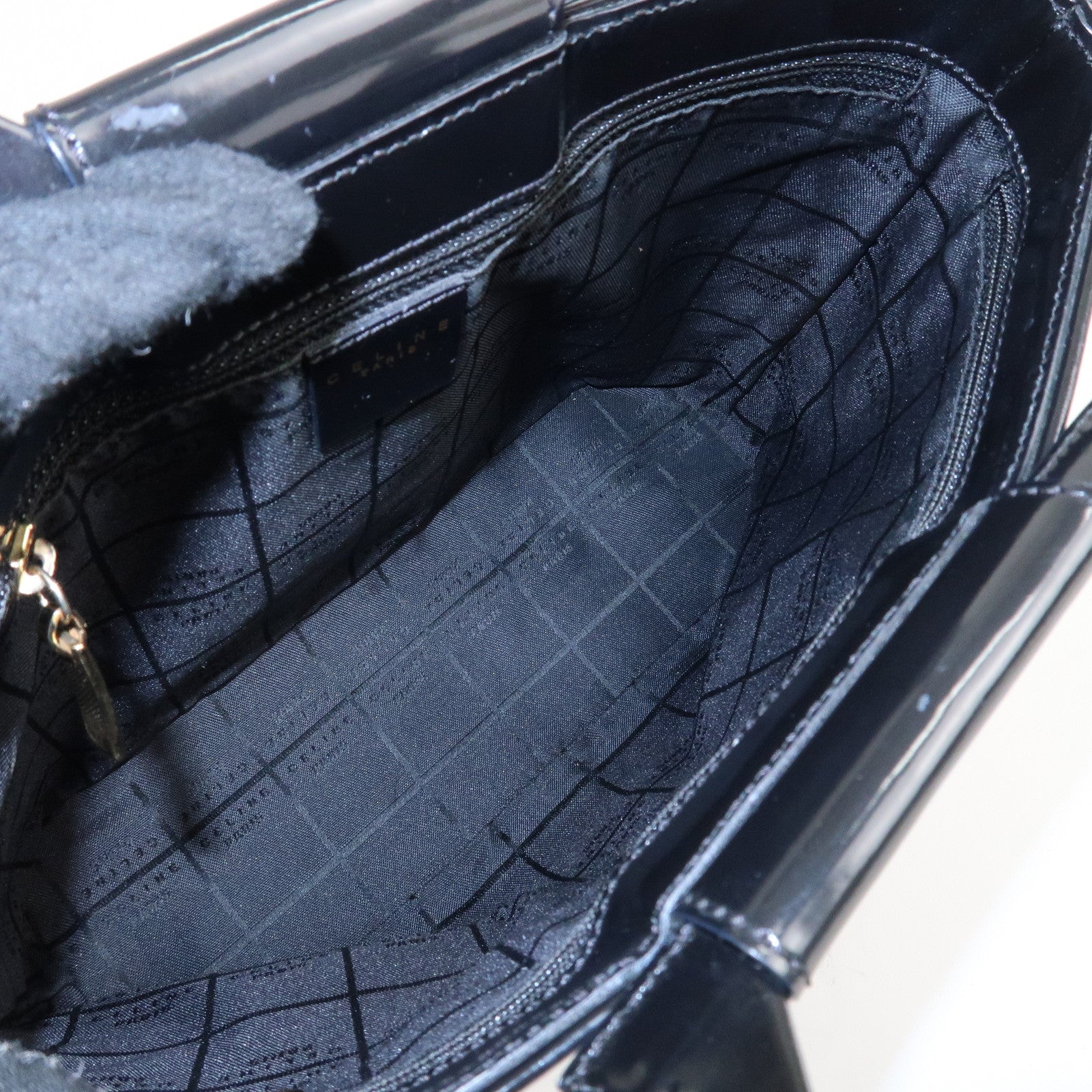 CELINE Macadam Patent Leather Mini Tote Bag Hand Bag Brown Black Used