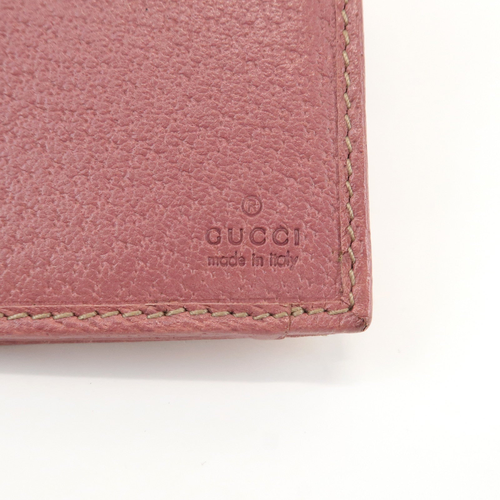 GUCCI Leather Bi-fold Long Wallet Pink 170370