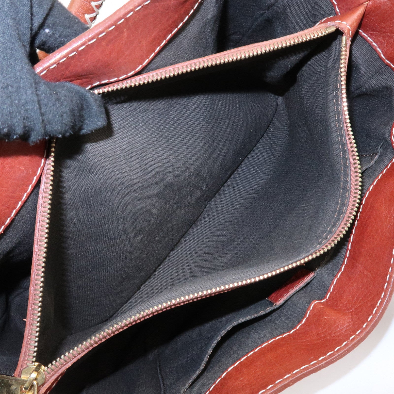 CELINE Macadam Stamped Leather Boogie Hand Bag Brown Gold HDW Used