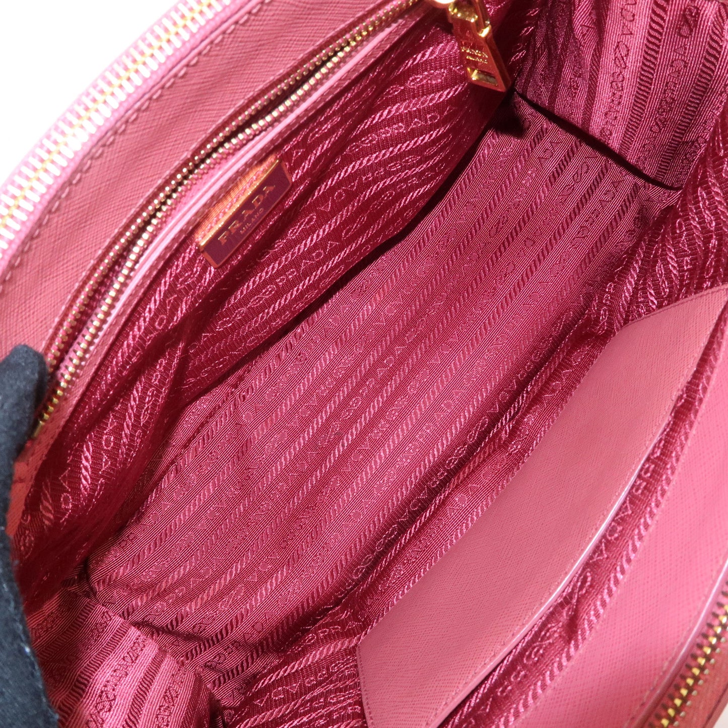 PRADA Logo Saffiano Leather 2WAY Bag Hand Bag Shoulder Bag Pink