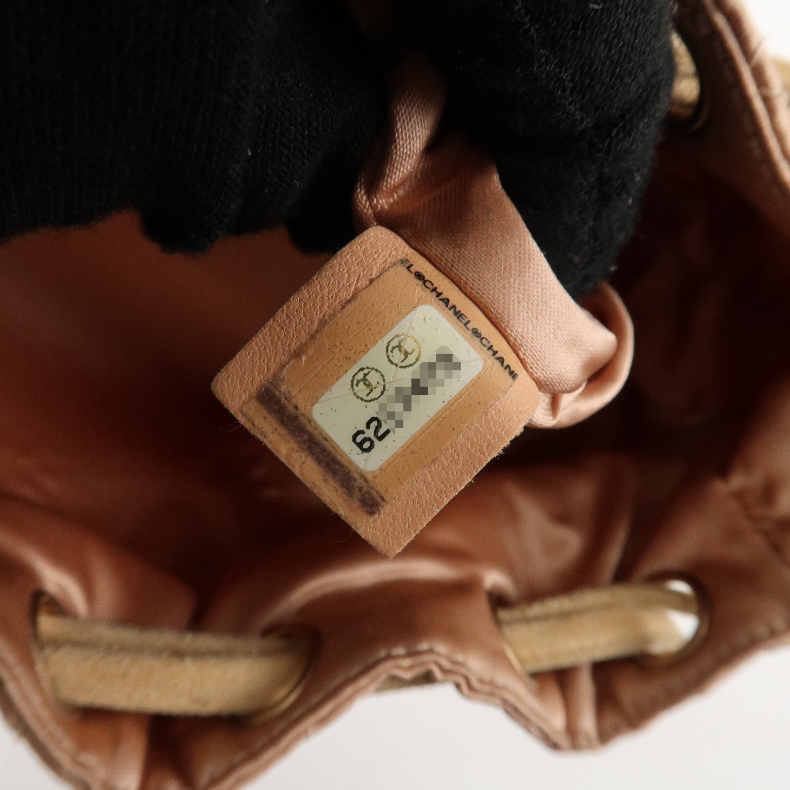 CHANEL Matelasse Satin Suede Back Pack Ruck Sack Pink Beige Used