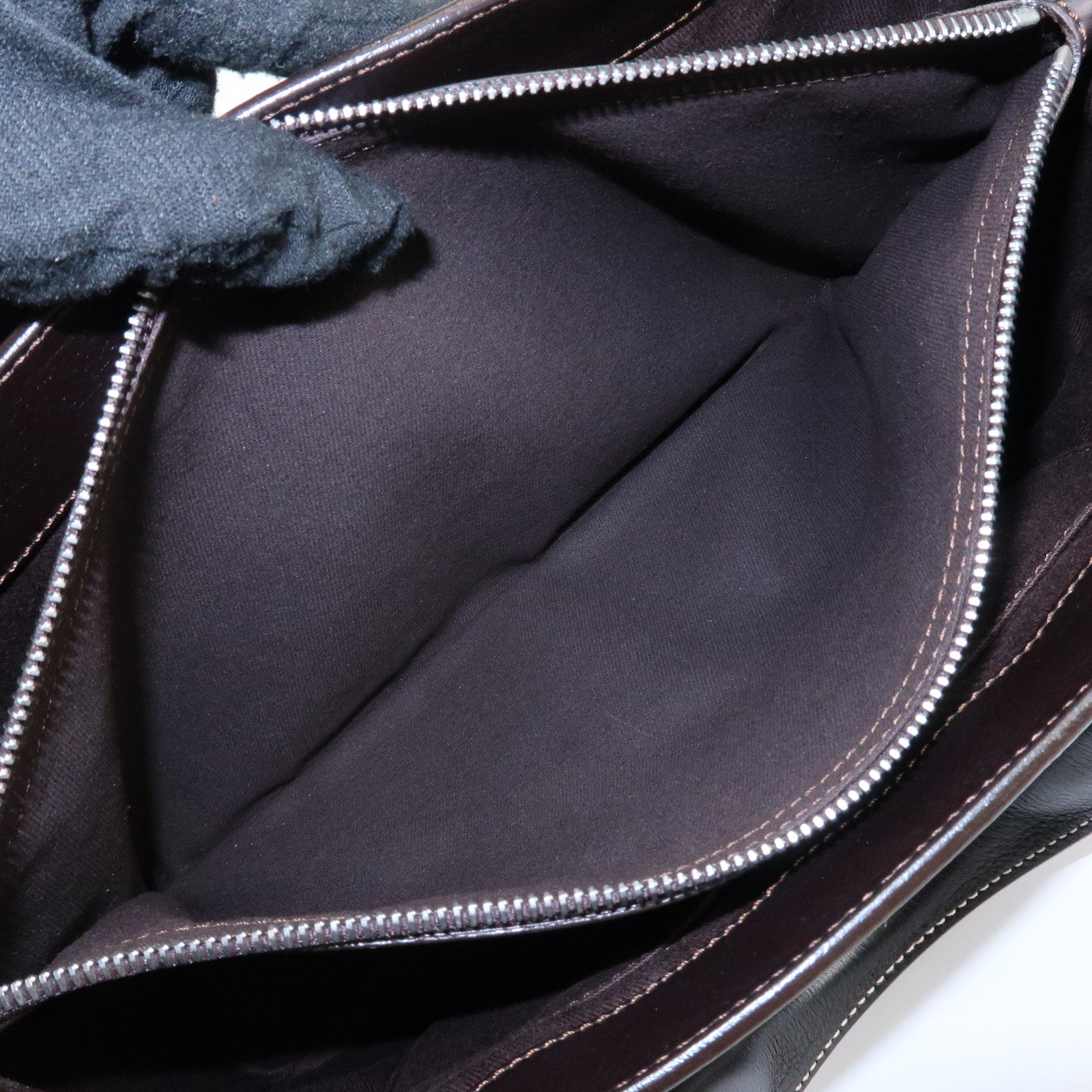 CELINE Leather Boogie Bag Hand Bag Tote Bag Dark Brown Used