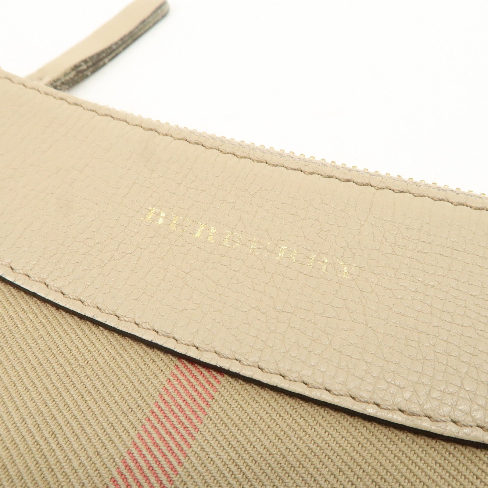 BURBERRY Nova Plaid Canvas Leather Shoulder Bag Beige