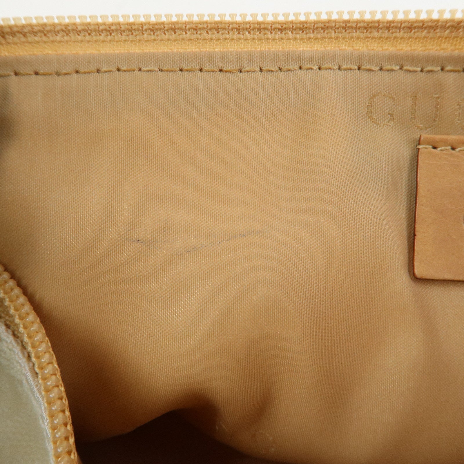 GUCCI Boat Bag GG Canvas Leather Hand Bag White Beige 039.1103 Used