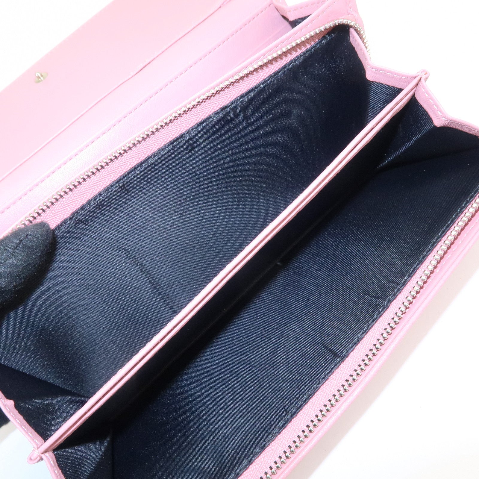 Christian Dior Cannage Dior Leather Chain Wallet Pink