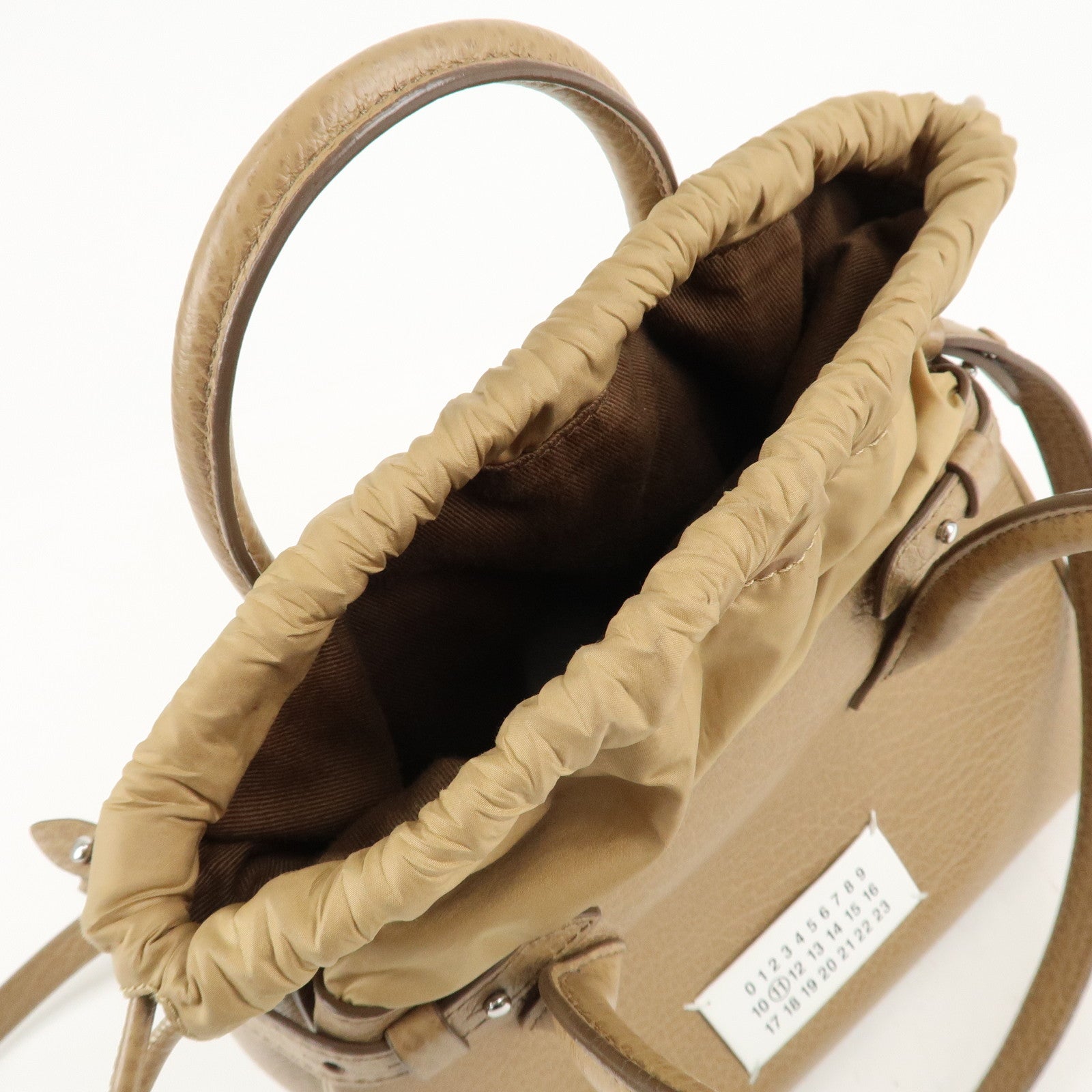 Maison Margiela Leather Drawstring 2Way Bag Hand Bag Beige