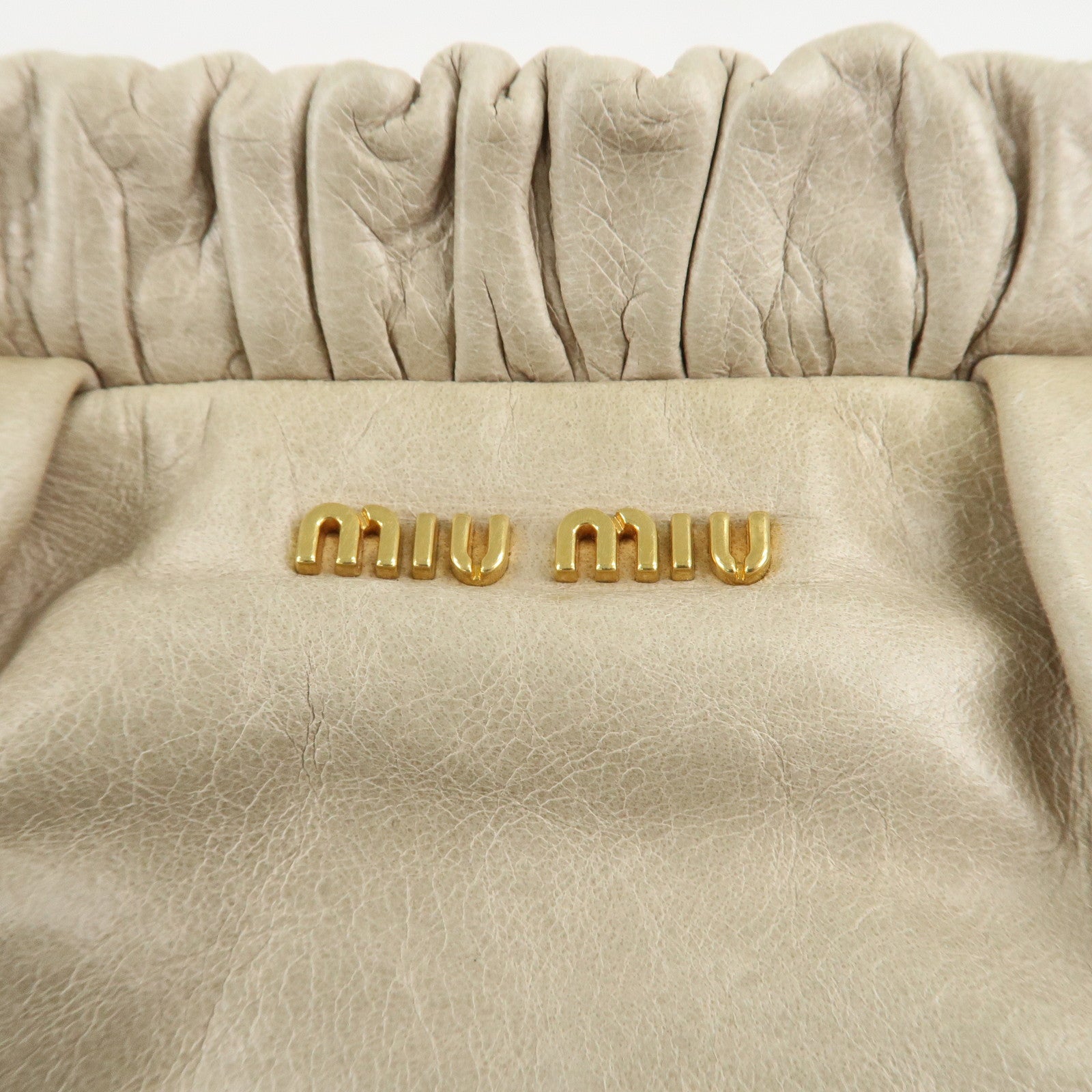 MIU MIU Leather Shoulder Bag Crossbody Bag Ivory