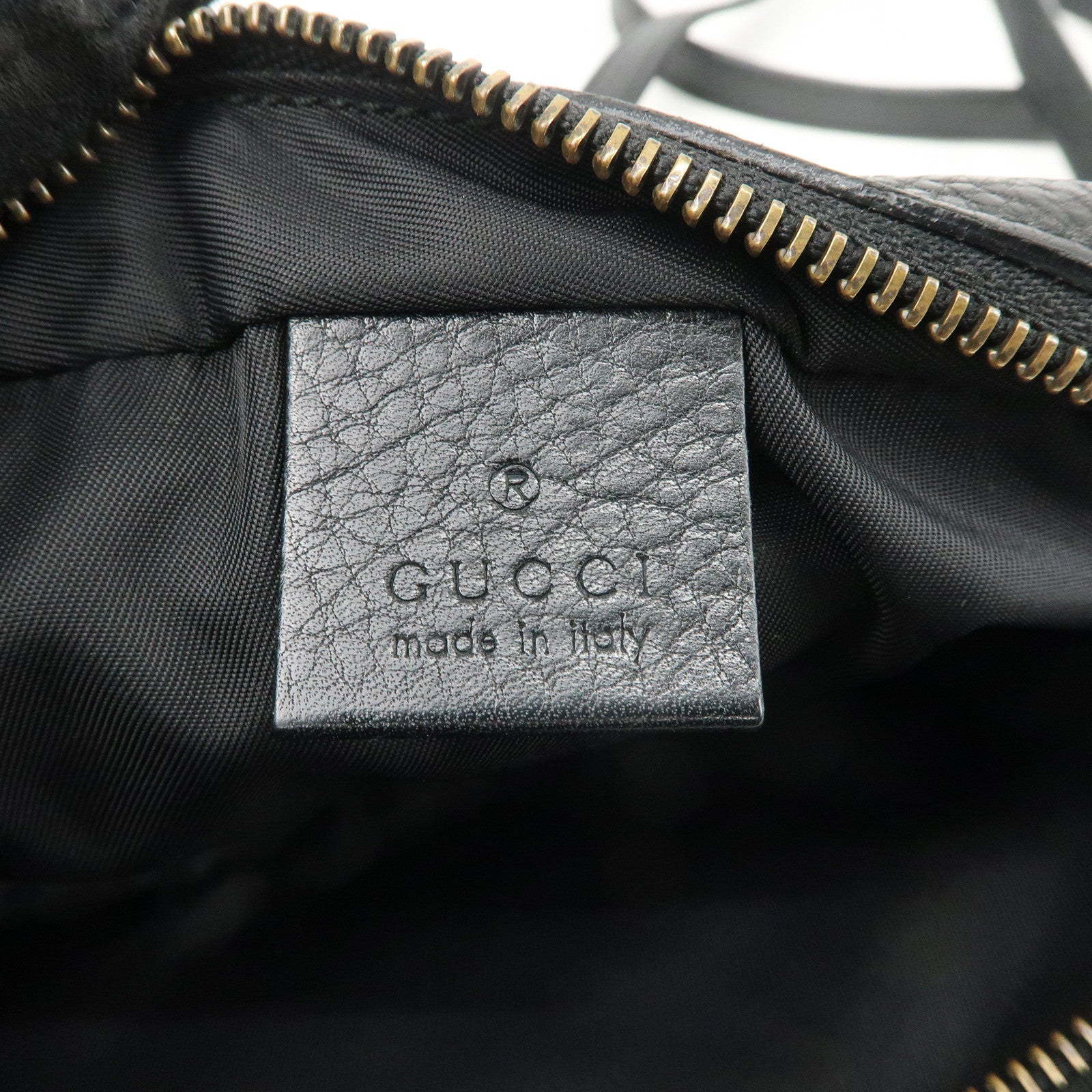 GUCCI Soho Interlocking G Leather Shoulder Bag Black 347994