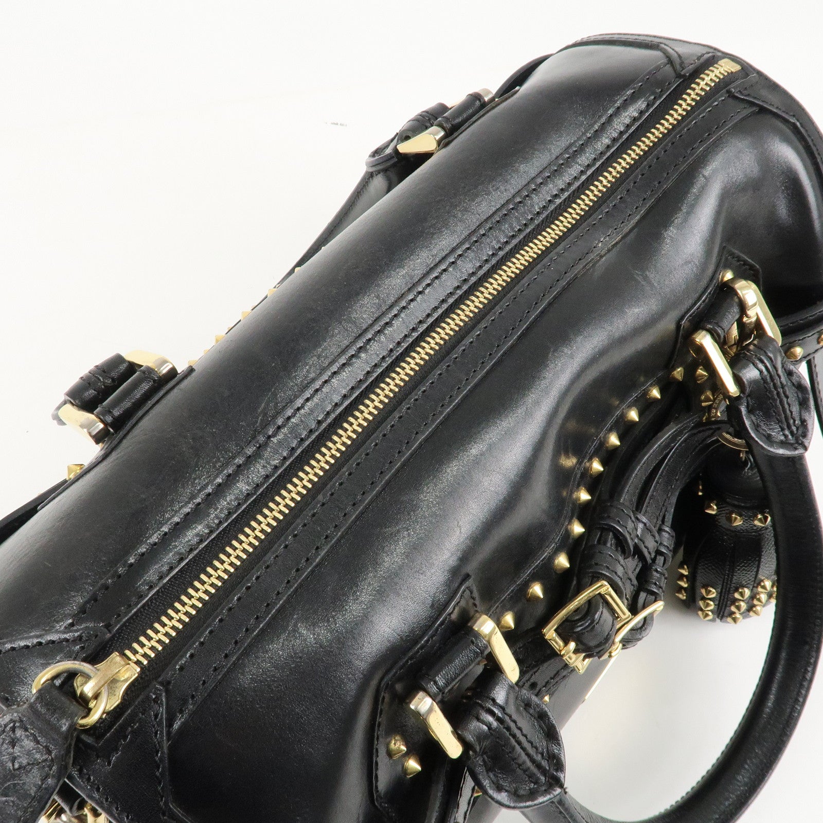 BURBERRY Leather 2Way Shoulder Bag Crossbody Bag Studs Black Used