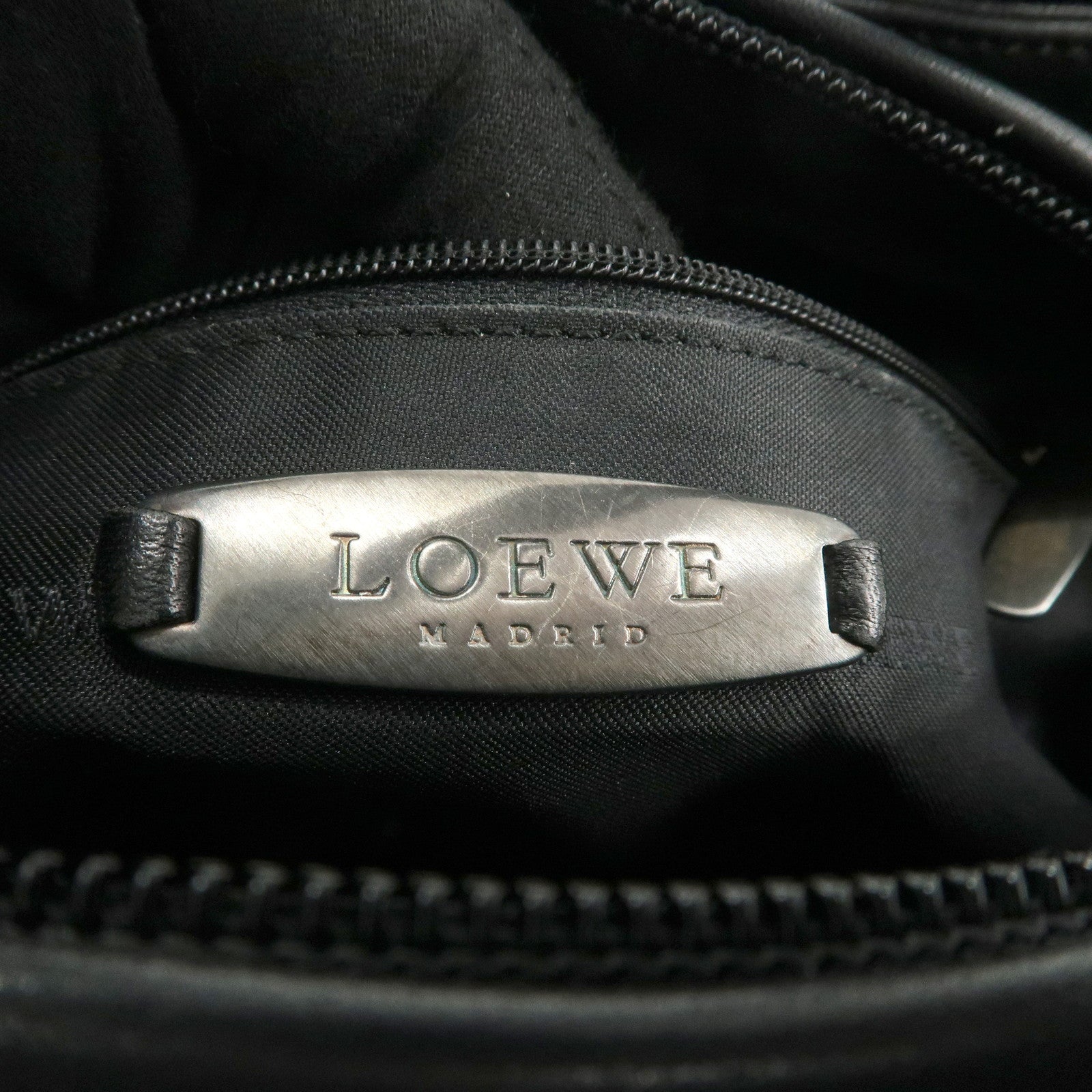 LOEWE Anagram Leather Tote Bag Hand Bag Shoulder Bag Black