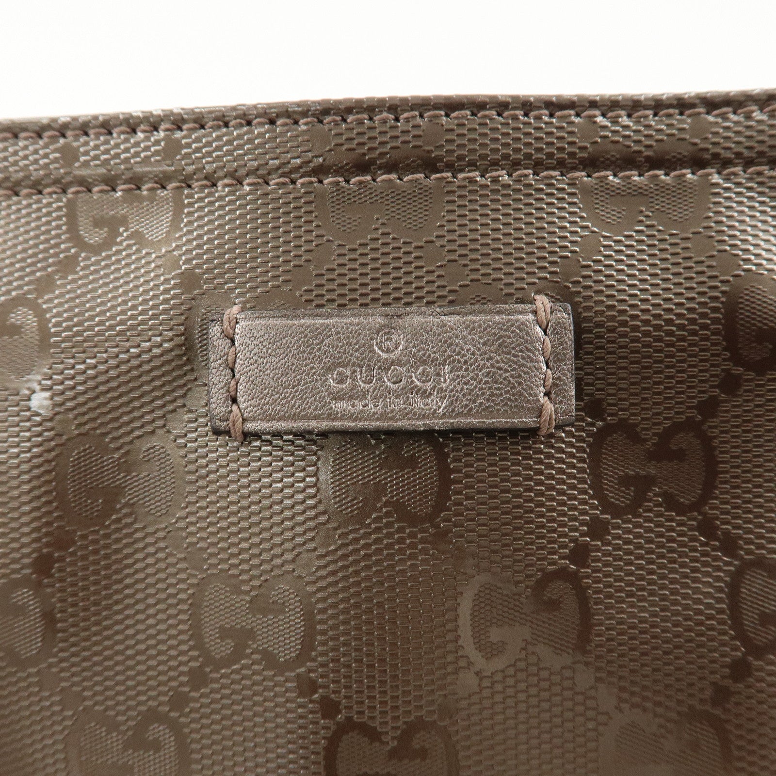 GUCCI GG Imprime PVC Leather Shoulder Bag Metalic Beige 201538