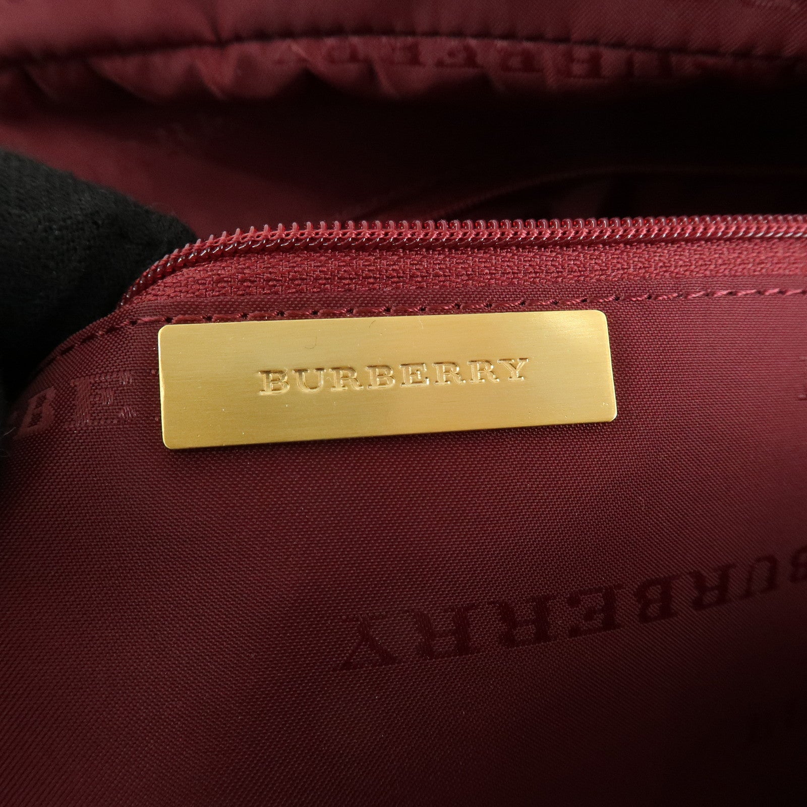 BURBERRY Leather Hand Bag Boston Bag Nova Plaid Brown Used