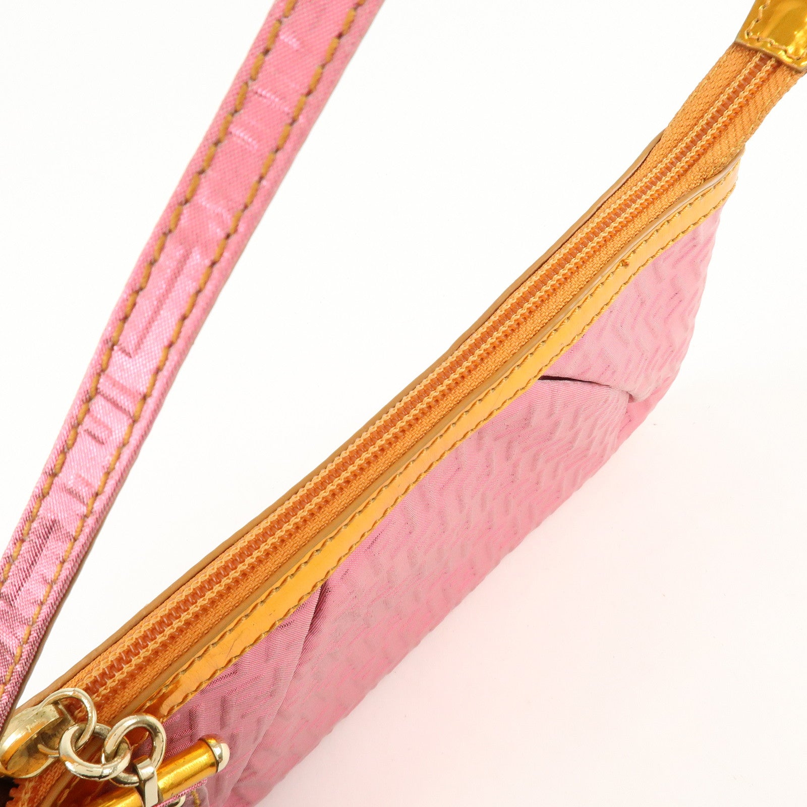 FENDI Zucchino PVC Patent Leather Shoulder Bag Hand Bag Pink Gold