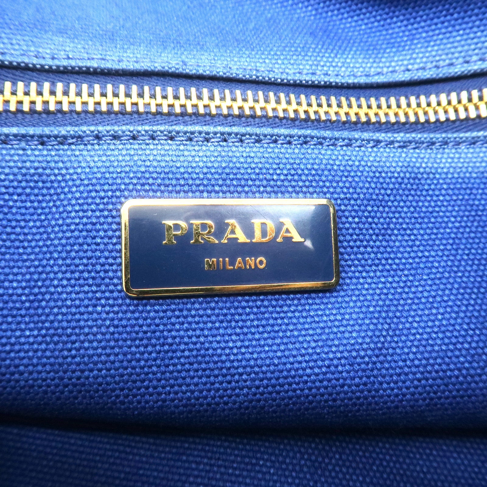 PRADA Canapa Large Canvas Tote Bag Hand Bag Blue B1872B