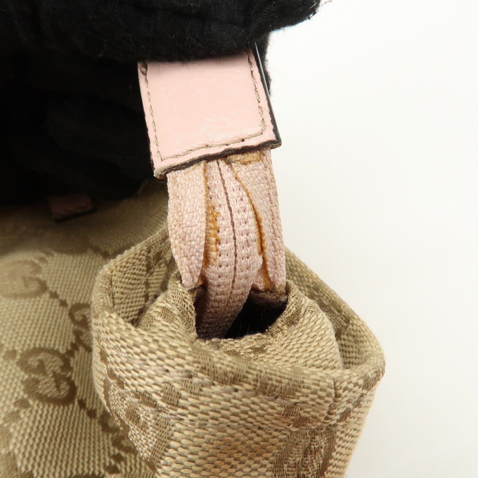 GUCCI GG Canvas Leather Shoulder Bag Beige Pink 189749