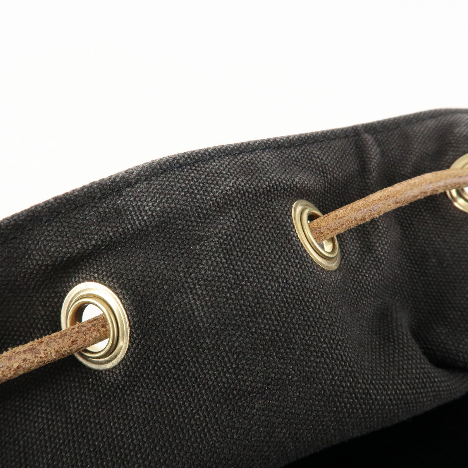 HERMES Cotton Canvas Leather  Polochon Mimile PM Black Used