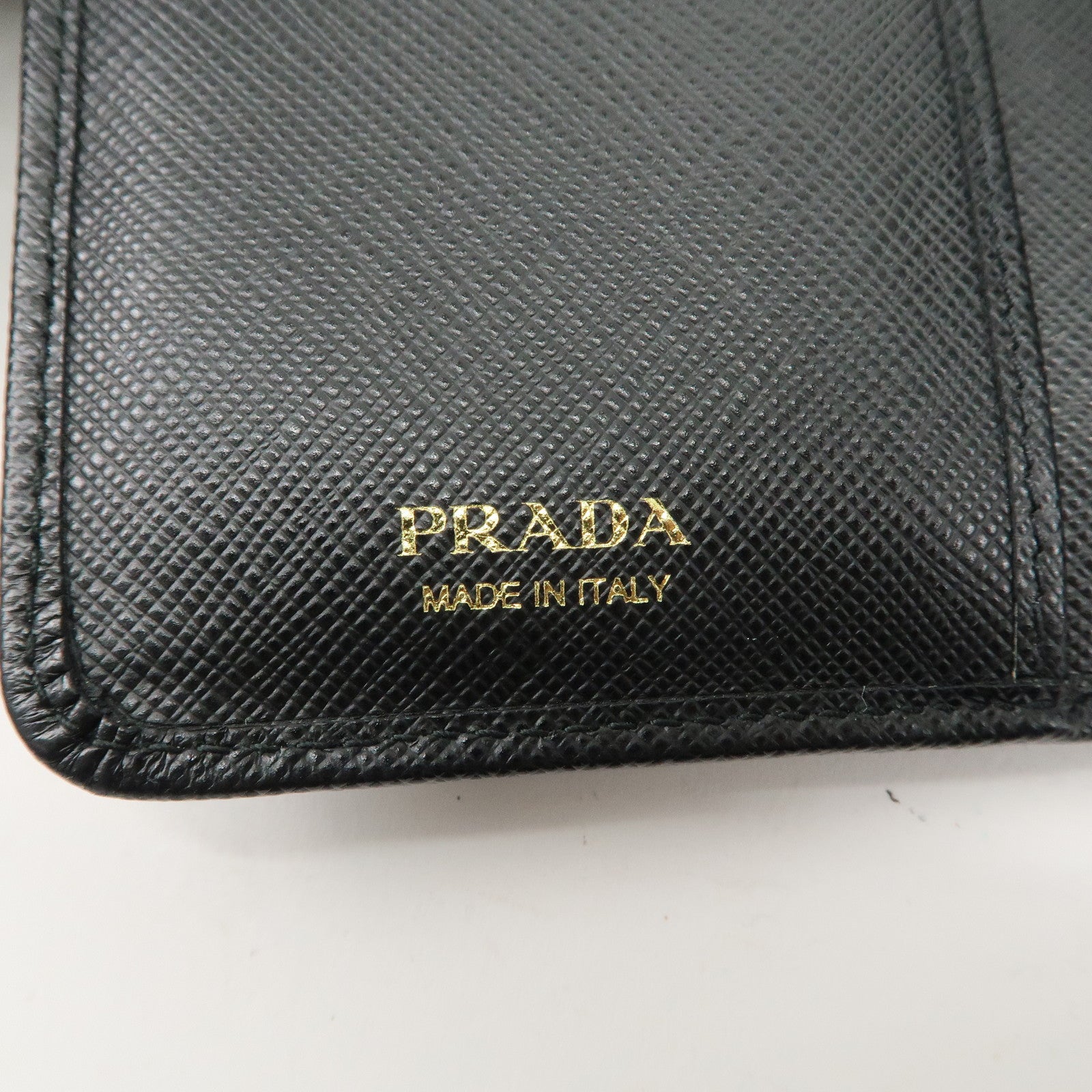 PRADA Saffiano Leather Bi-Fold Wallet Purse Black 1ML225