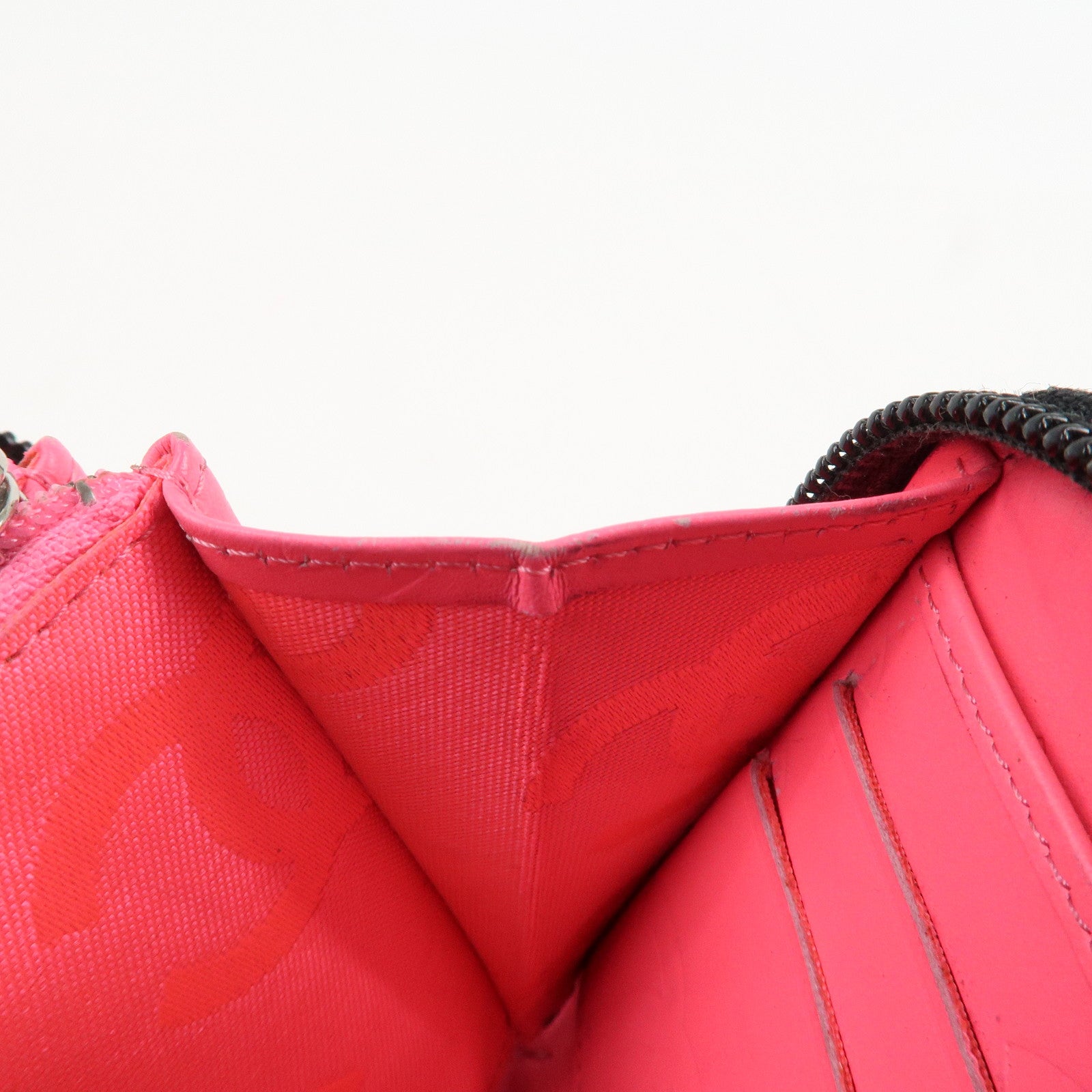 CHANEL Cambon Line Patent Leather Zip Around Long Wallet A50078 Used