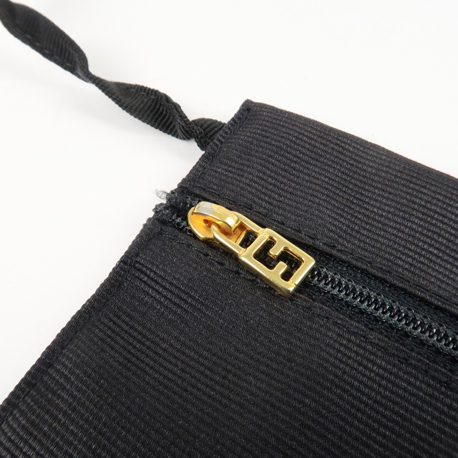 FENDI Nylon Canvas Leather Shoulder Bag Hand Bag Black Brown Used