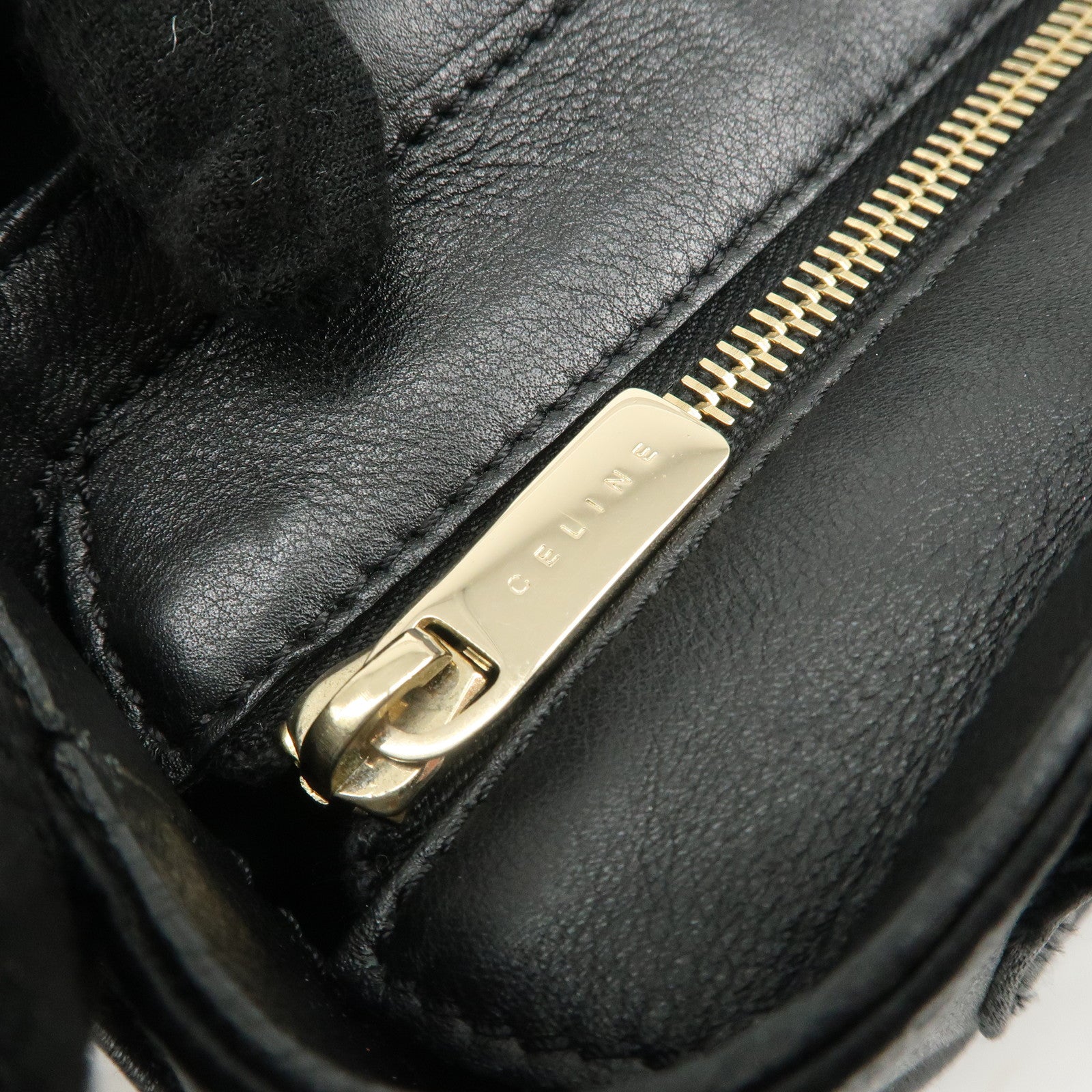 CELINE Macadam Satin Leather Mini Boogie Bag Beads Macadam Stamp Used