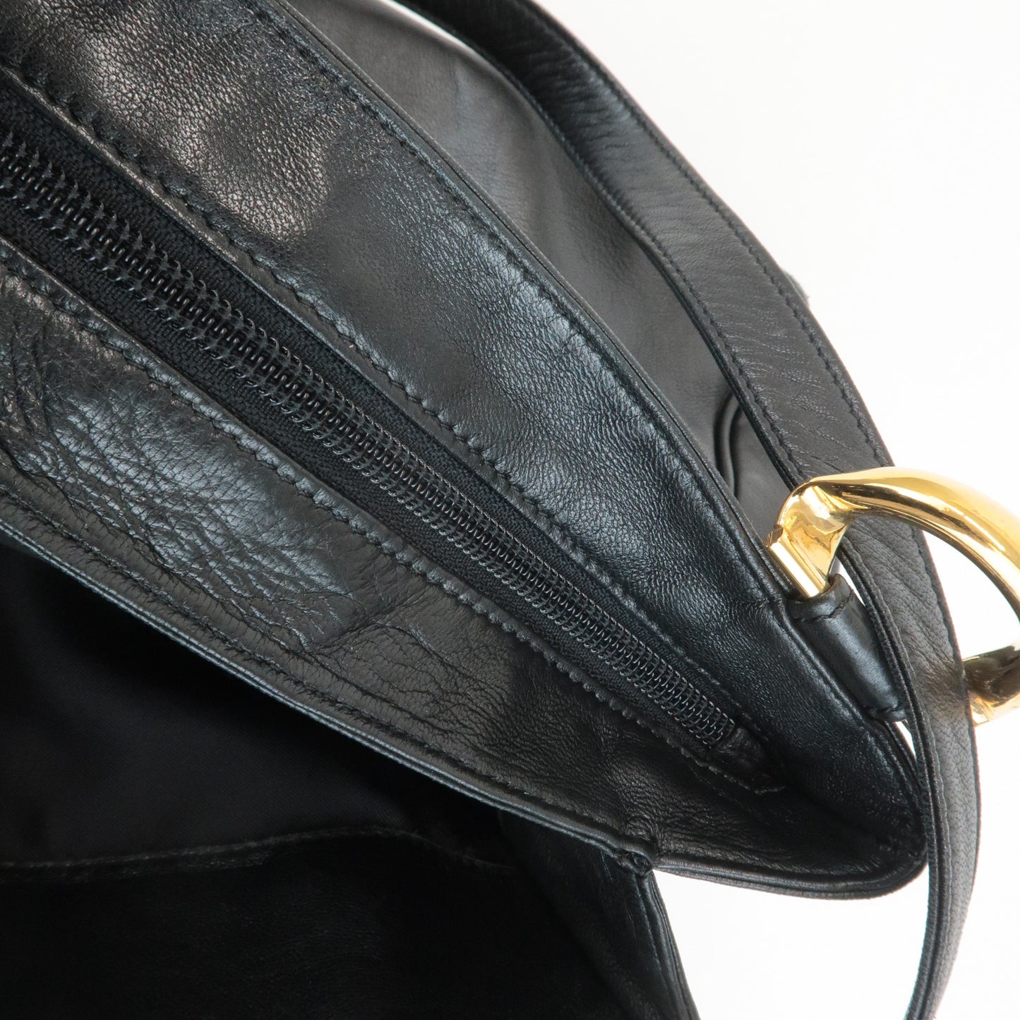 LOEWE Anagram Leather Shoulder Bag Black Gold Hardware