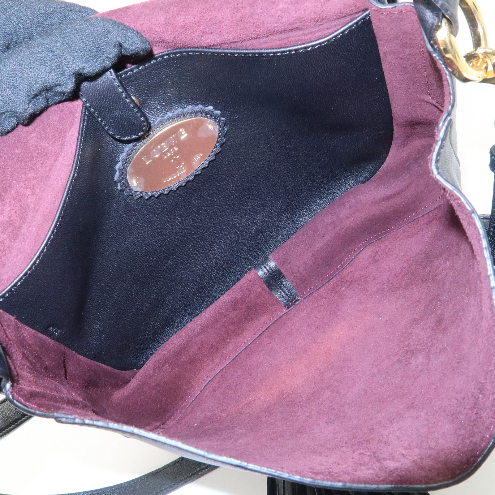 LOEWE Anagram Leather Tassel 2Way Shoulder Bag  Black 315.82.E29 Used