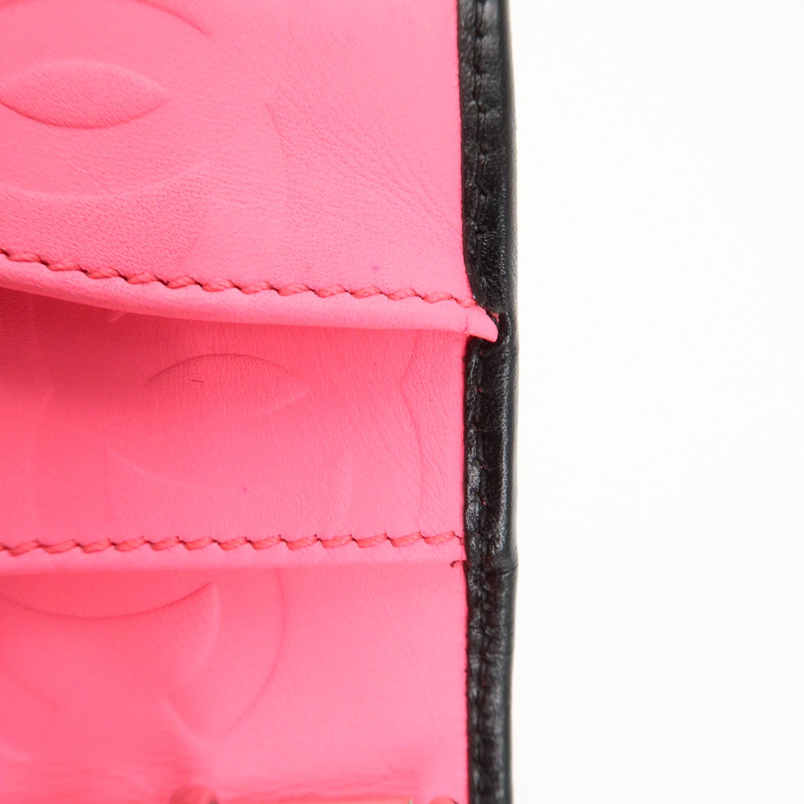 CHANEL Cambon Line Lamb Skin Planner Cover Black A13505 Used