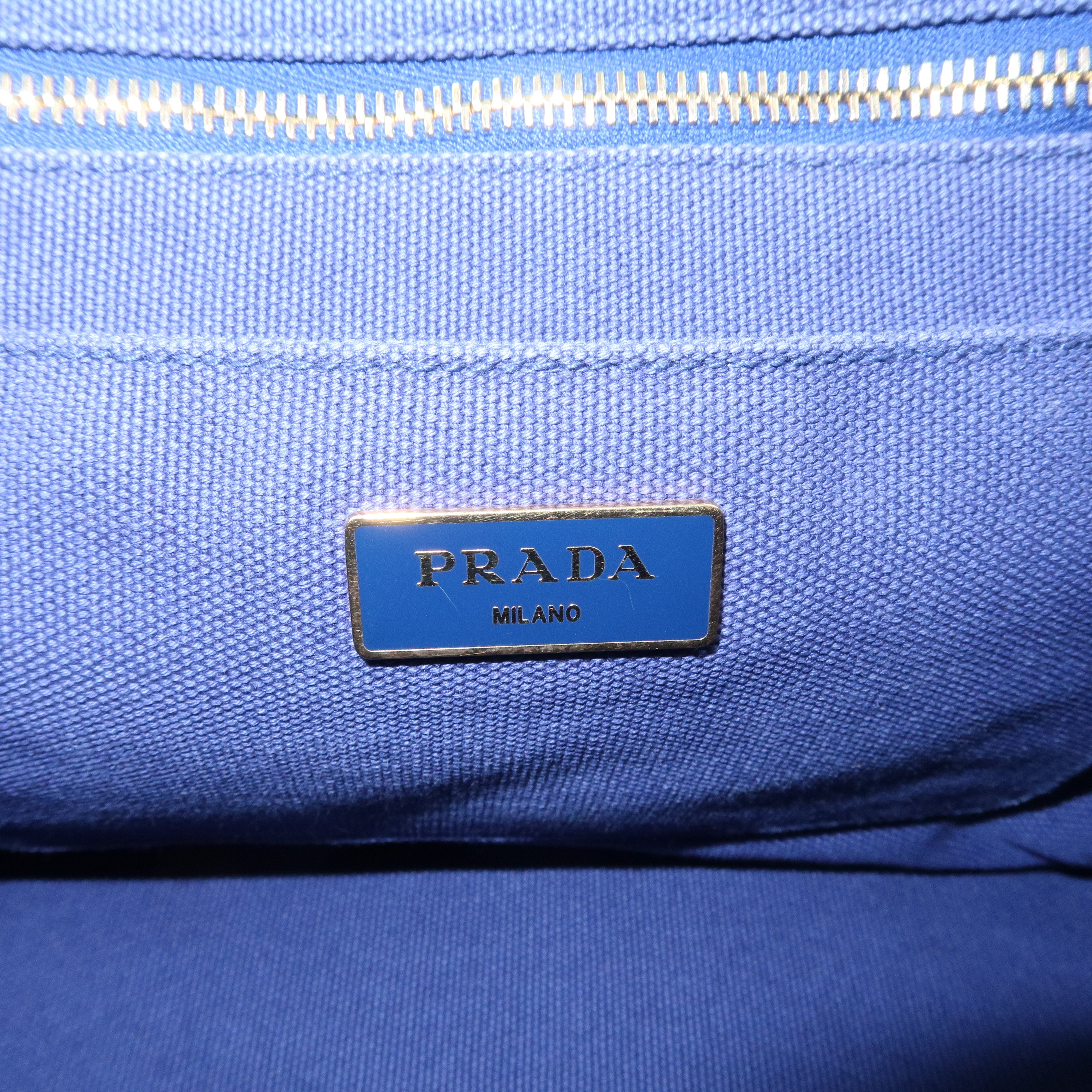 PRADA Logo Canapa Large Canvas 2Way Tote Bag Hand Bag Blue B1872G