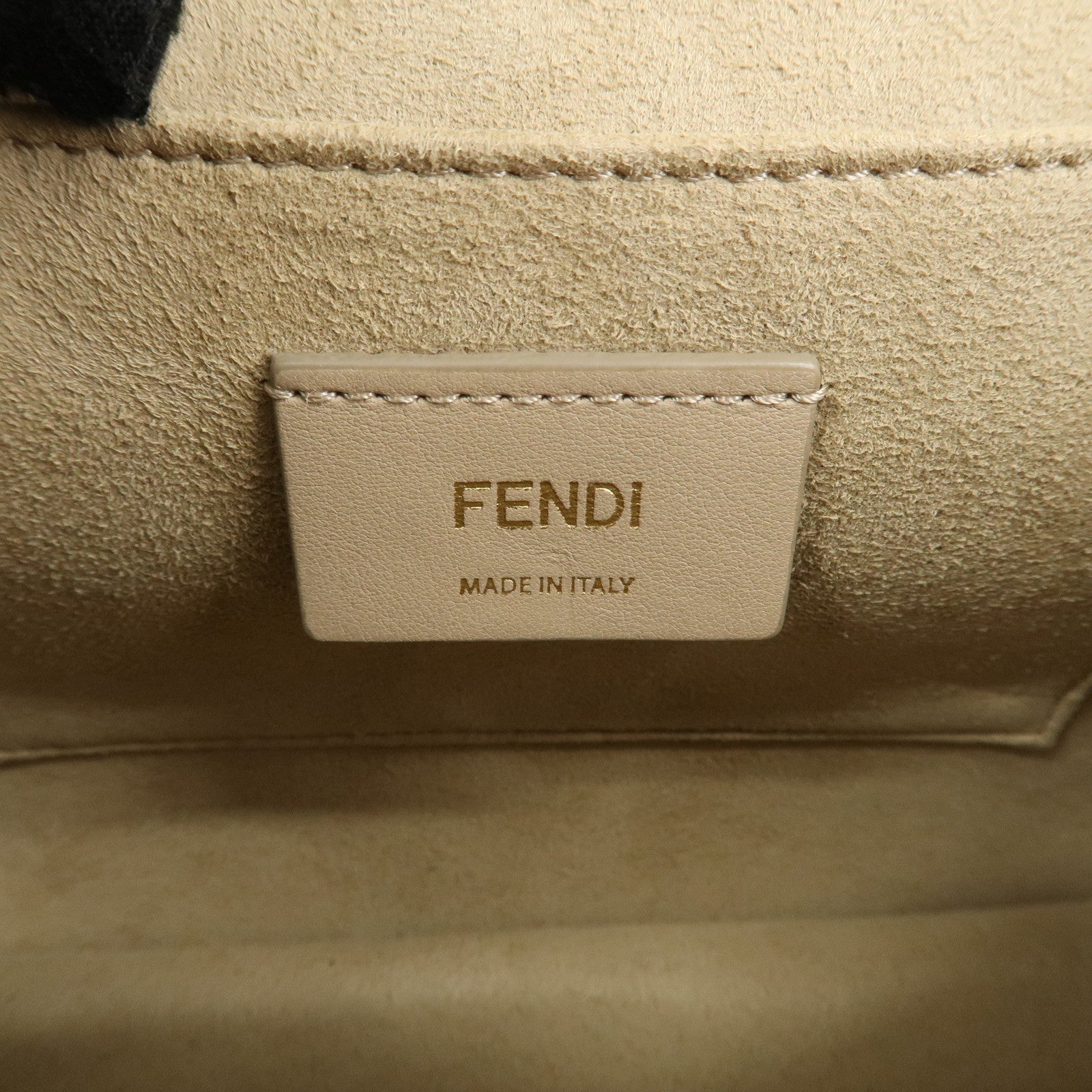 FENDI Zucca KAN I Leather 2Way Bag Hand Bag Brown Black 8BT283