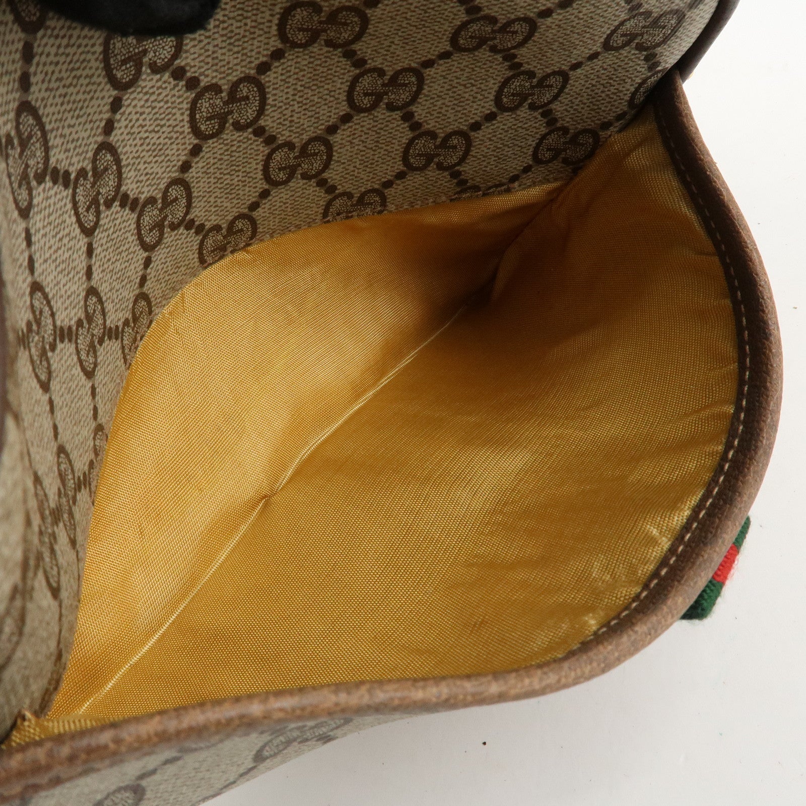 GUCCI Old GUCCI Sherry GG Plus Leather Shoulder Bag Beige Brown Used