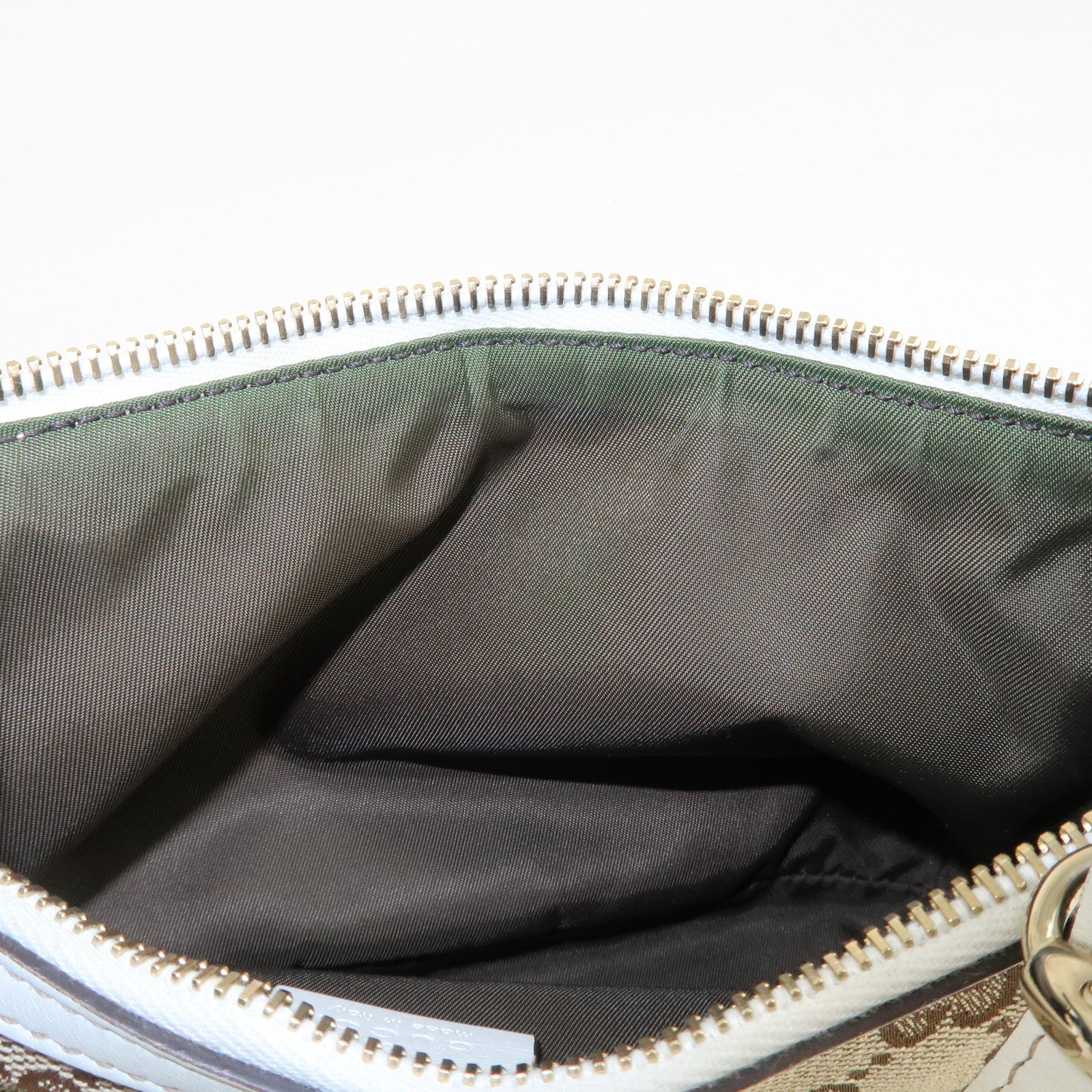 GUCCI GG Canvas Leather Shoulder Bag Hand Bag Beige White 224093 Used