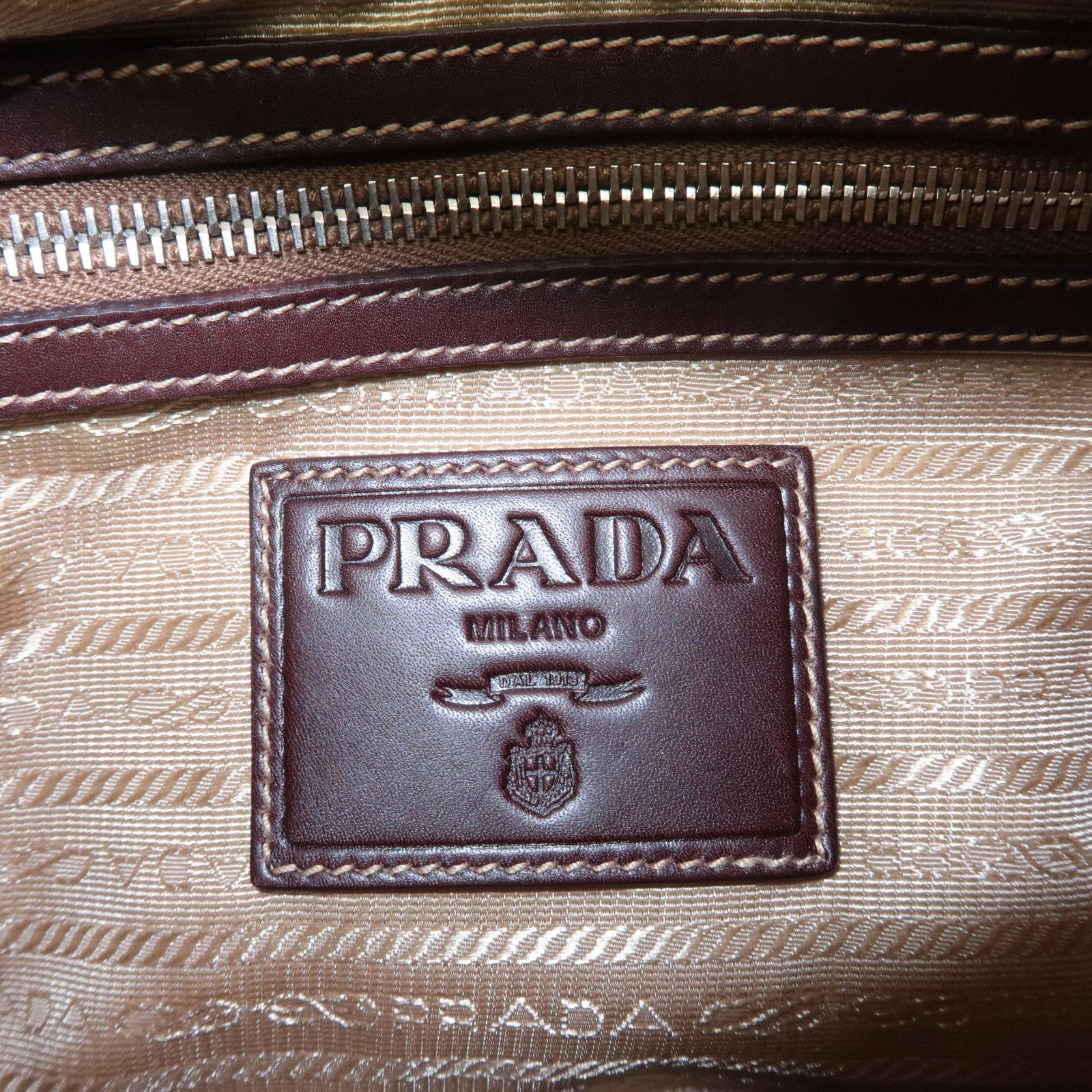 PRADA Logo Jacquard Leather Shoulder Bag