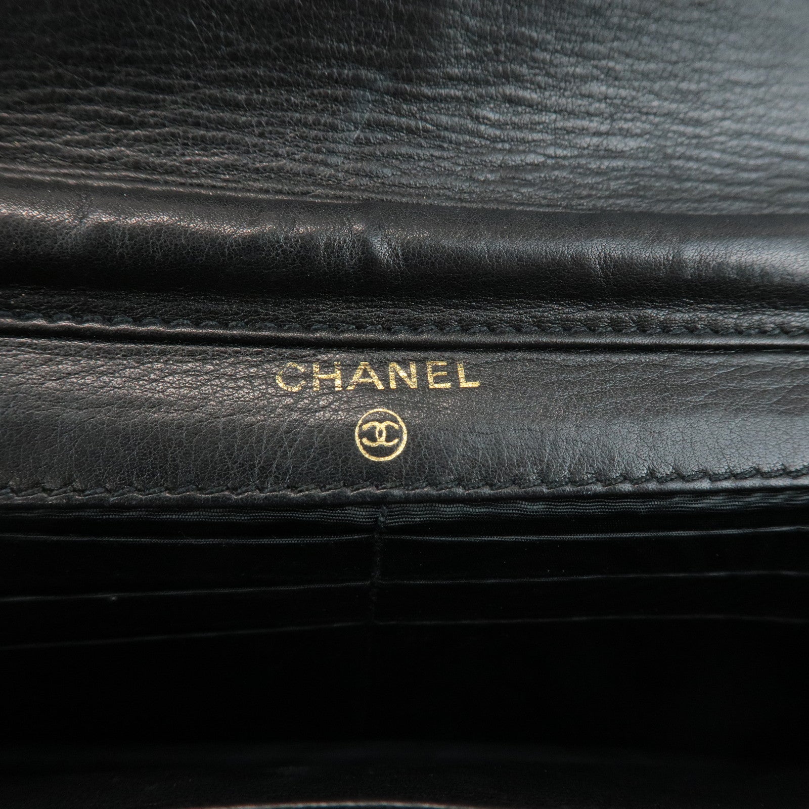 CHANEL COCO Mark Caviar Skin Chain Wallet WOC Black A13509 Used