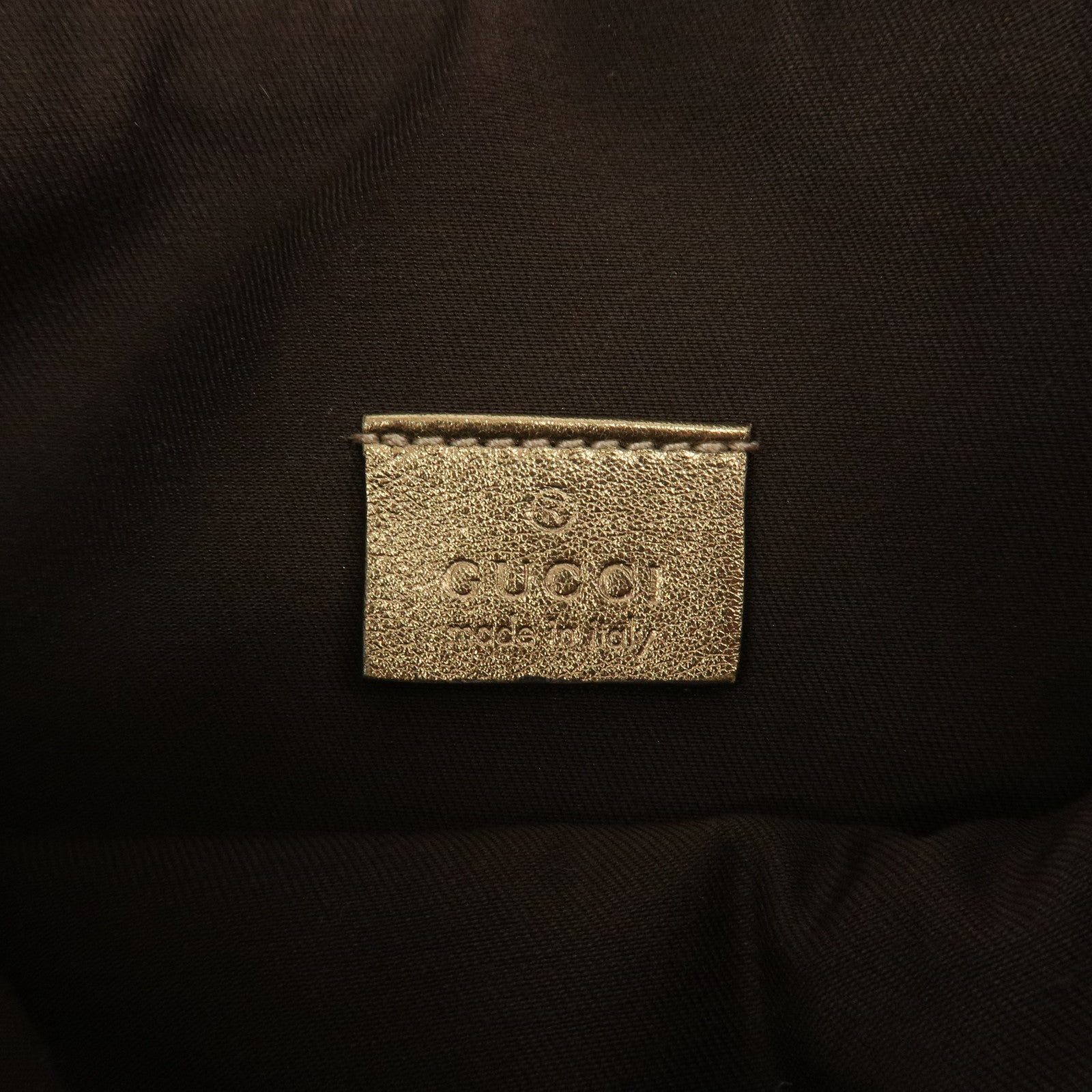 GUCCI Abbey Guccissima GG Satin Leather Hand Bag Gold 145750 Used