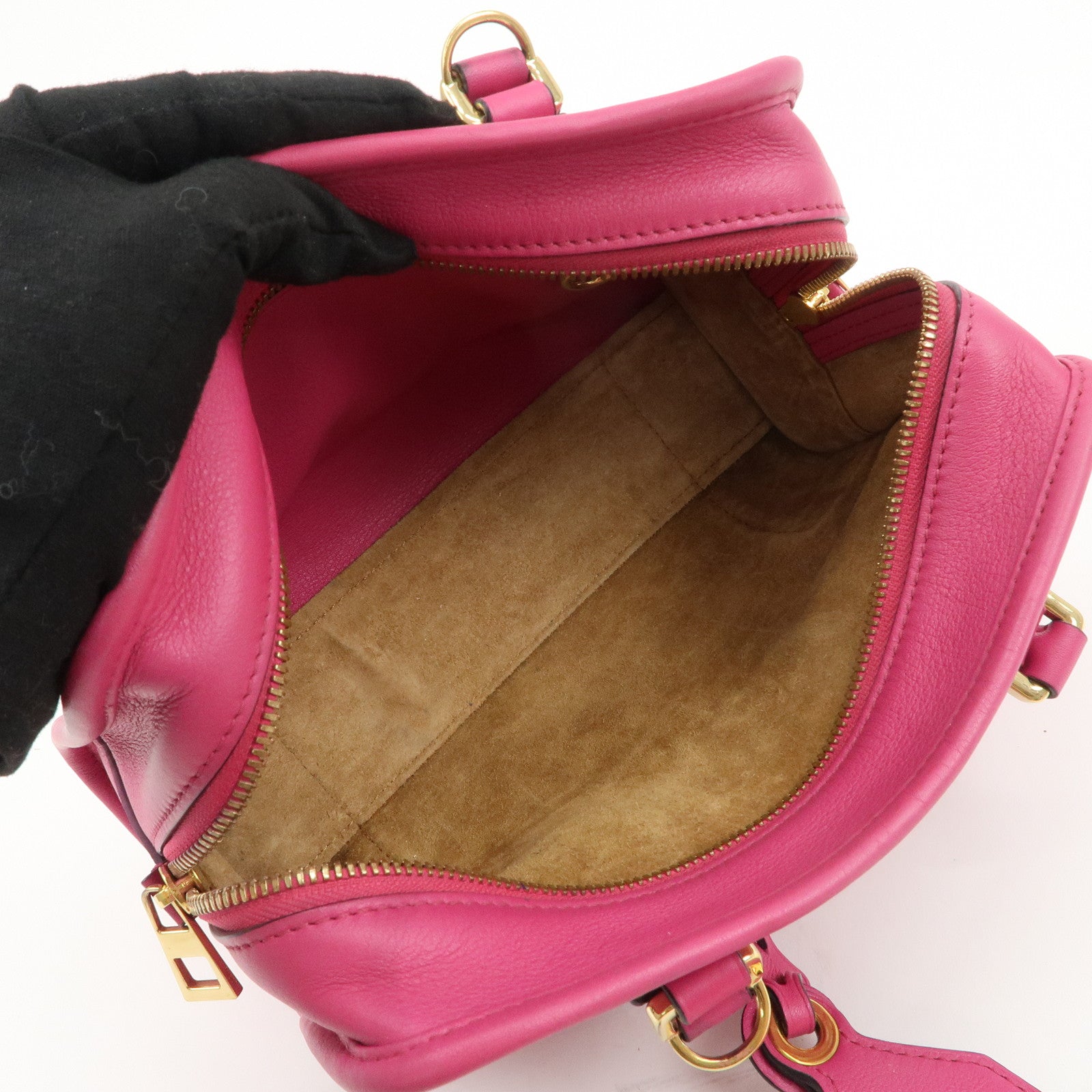 LOEWE Anagram Leather Amazona 23 2Way Shoulder Hand Bag Pink