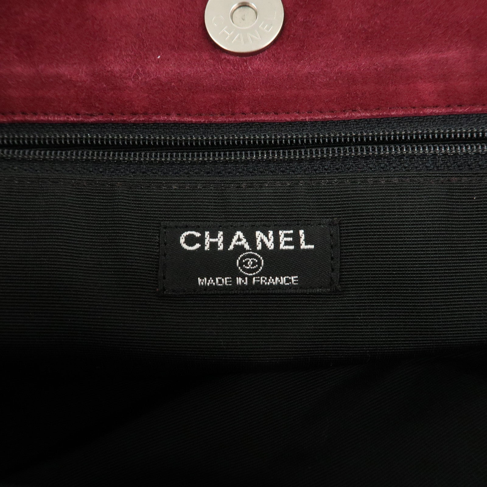 CHANEL Suede Patchwork Shoulder Bag Beige Brown Wine Red