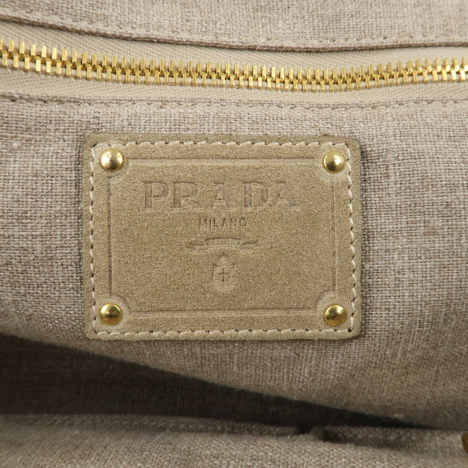 PRADA Logo Canapa Linen Canvas 2Way Tote Bag Shoulder Bag BN2038