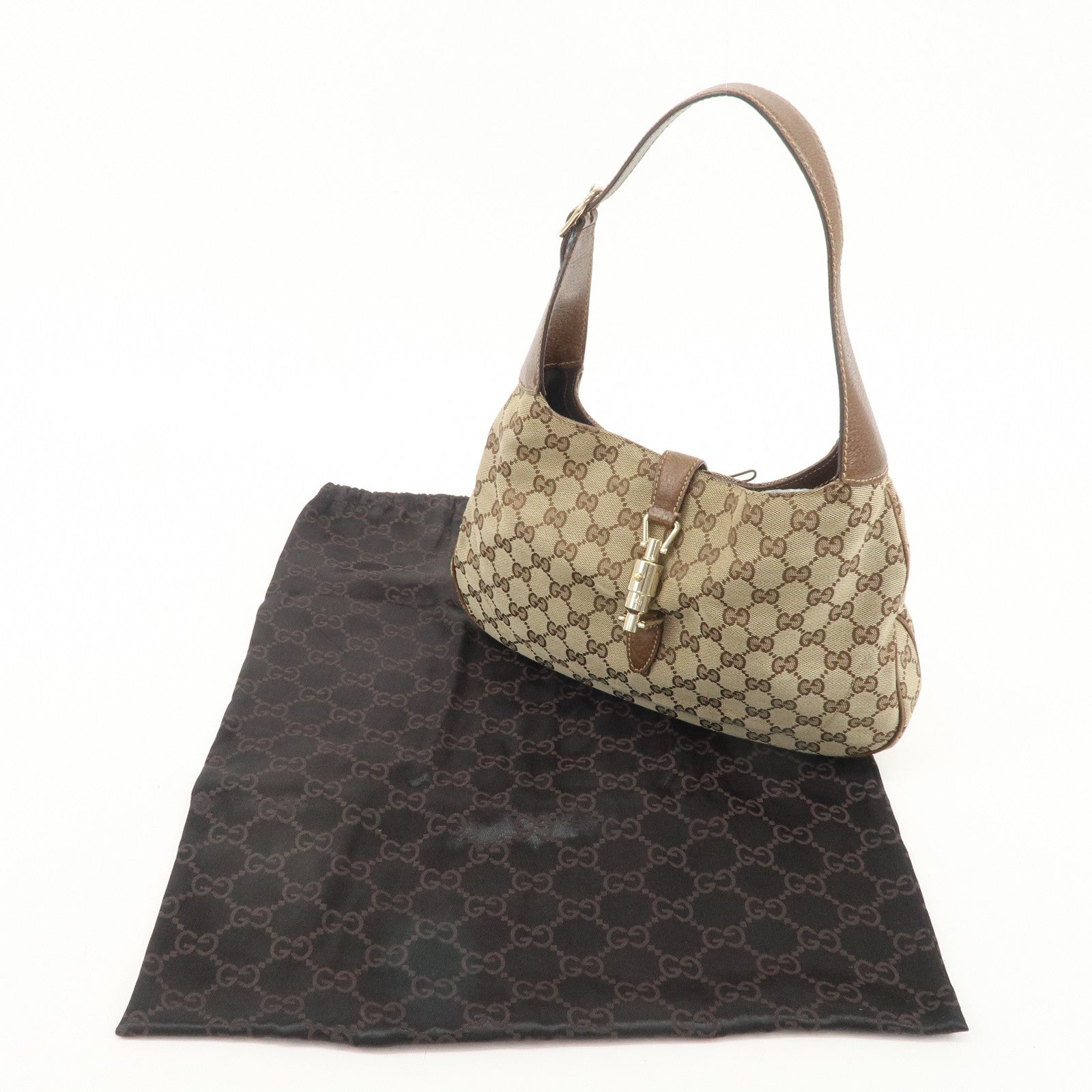 Gucci New Jackie GG Canvas Leather Shoulder Bag