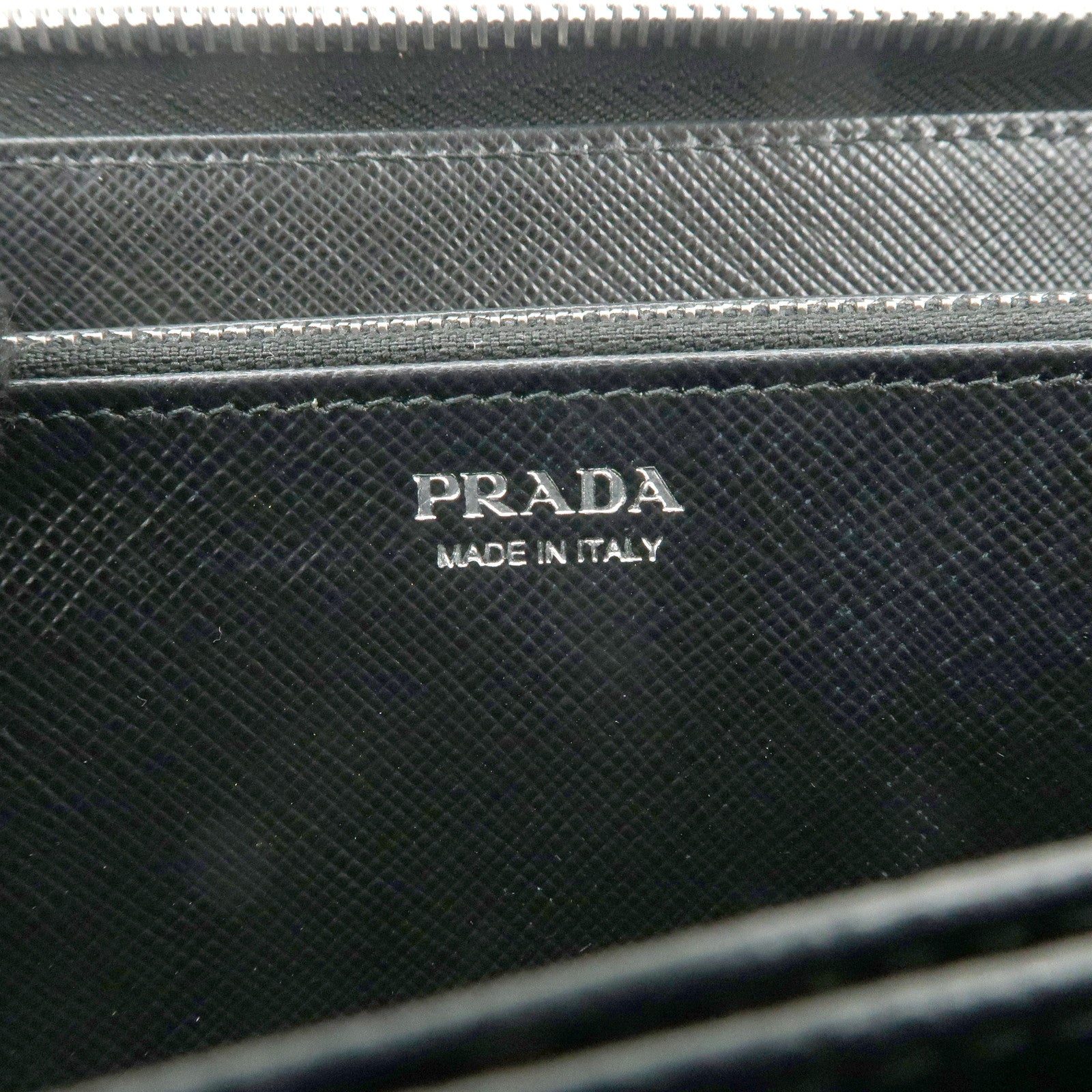 PRADA Logo Leather Round Zipper Long Wallet Flower 1ML506