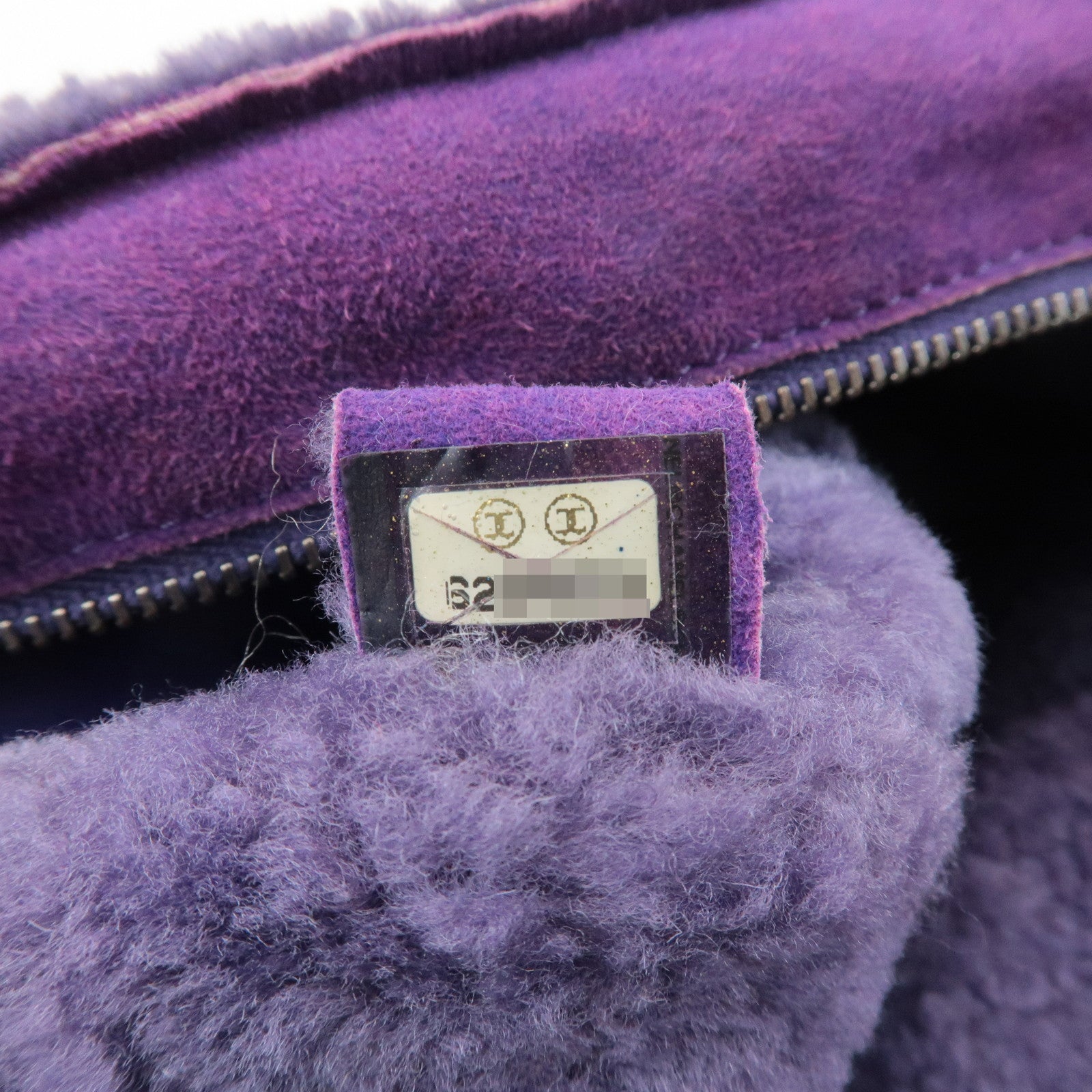 CHANEL COCO Mark Chocolate Bar Suede Mouton Shoulder Bag Purple Used